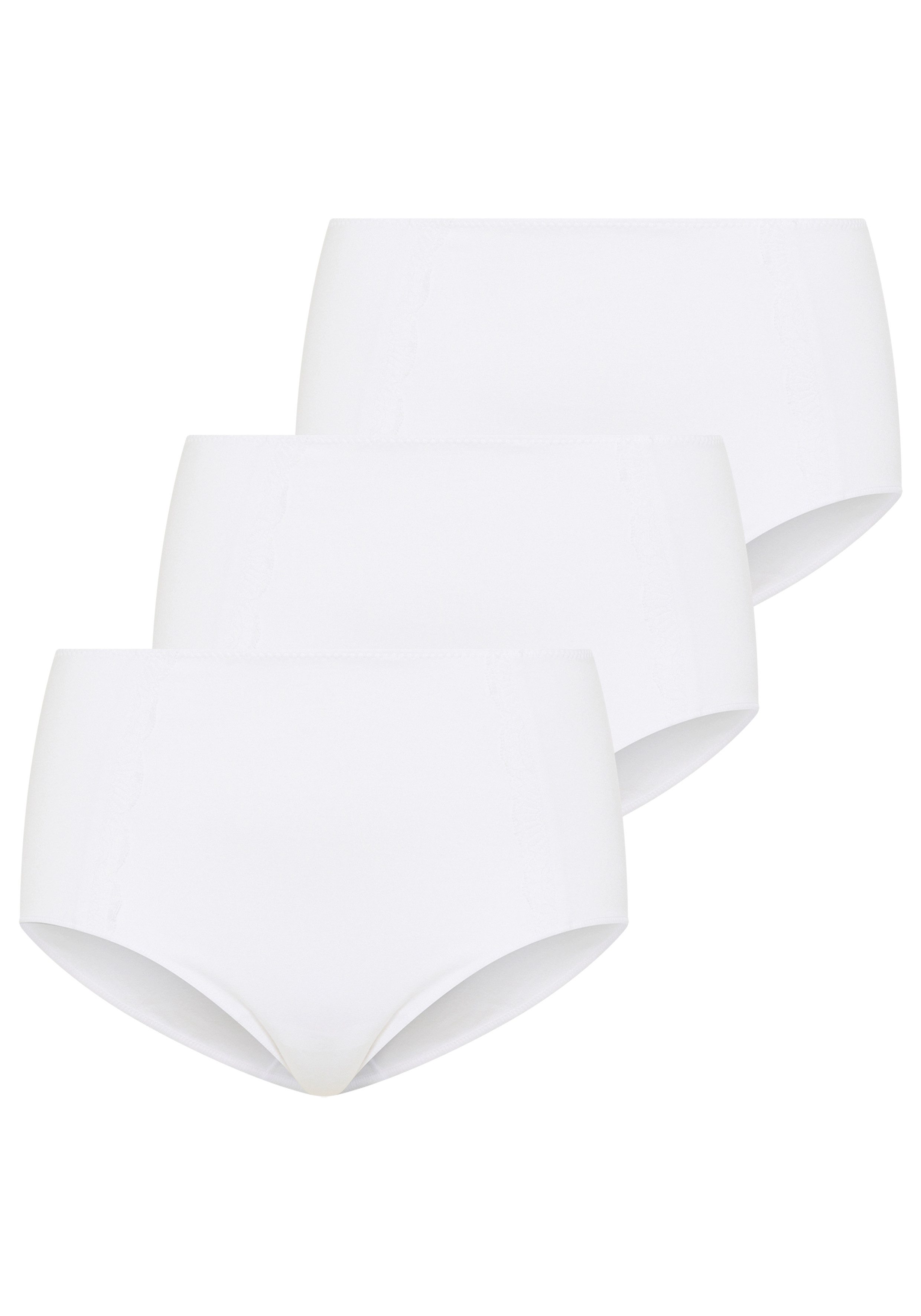 YSABEL MORA Maxislip BASIC COLLECTION COTTON WITH LACE (3er Pack) mit romantischem Touch durch Spitzen-Applikationen