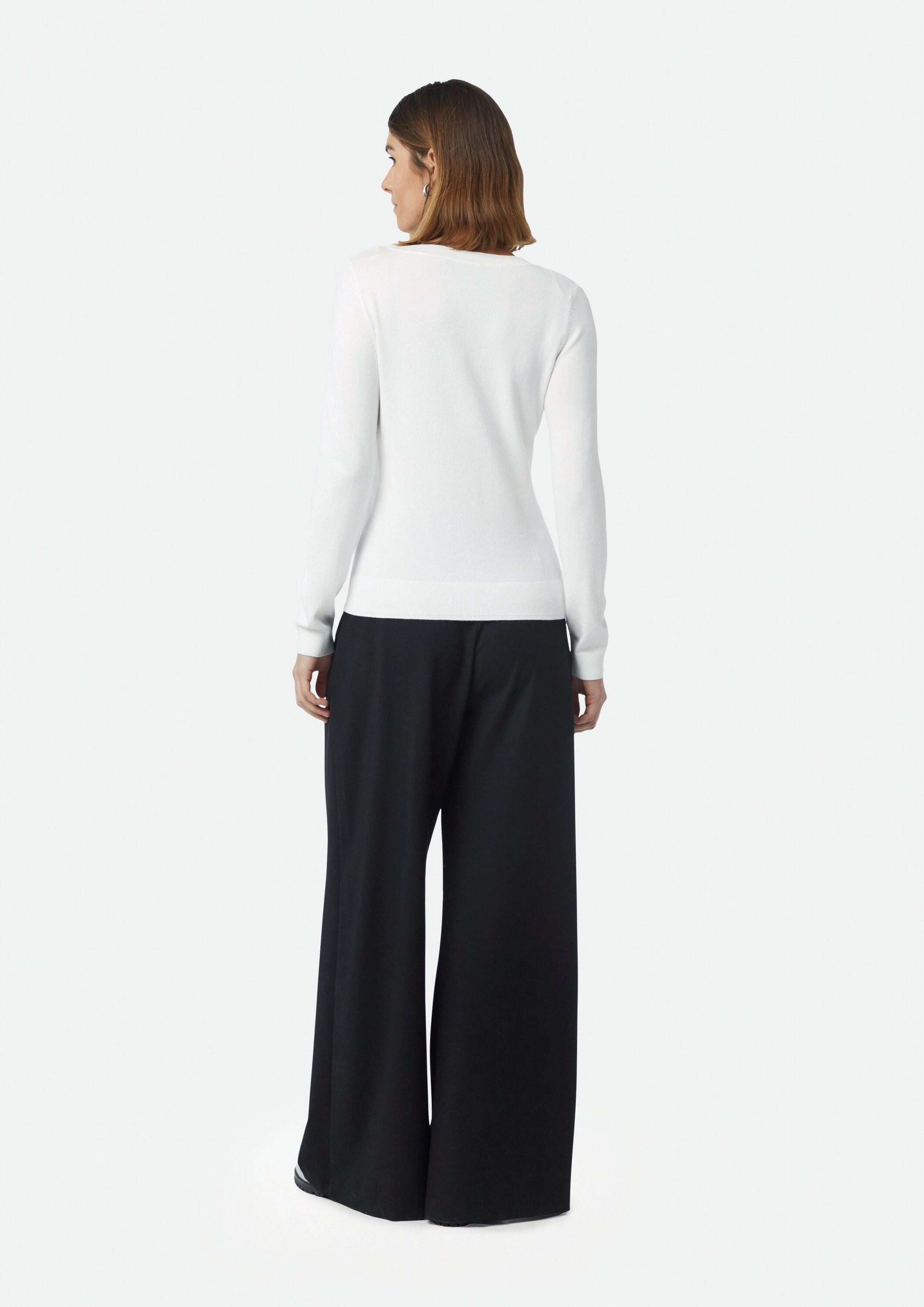 comma Longpullover Strickpullover Feinstrickpullover mit dekorativen Bündchen