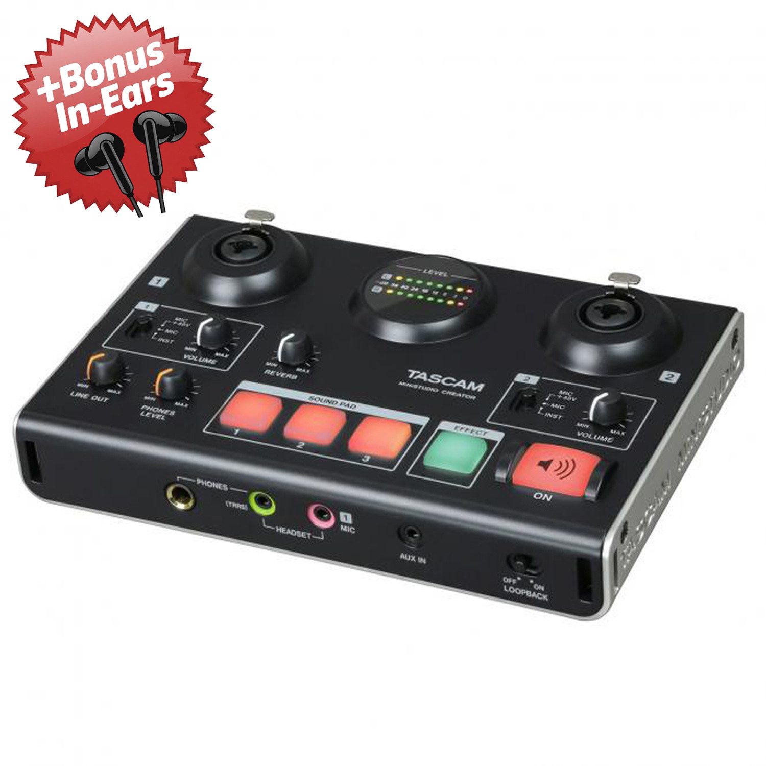 Tascam Tascam US-42B USB-Interface + Bonus In-Ear Kopfhörer Digitales Aufnahmegerät (USB Audio-Interface)