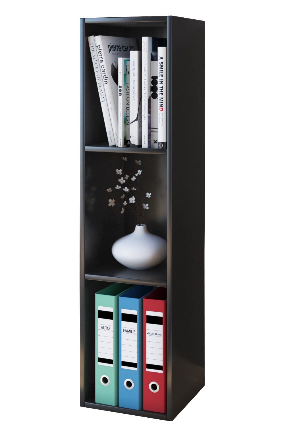 VCM Standregal Mendas Aktenregal B. 34 x T. 30 x H. 107 cm, Stauraum für Bücher und Deko, für Wohnzimmer und Mediaraum, 3 Fächer