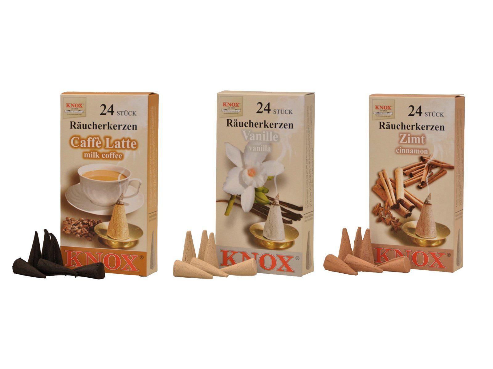 KNOX Duftkerze Räucherkerzen Kaffeduftset - Vanille Latte mit Zimt, entspannende Düfte wie im Café für Zuhause - Made in Germany