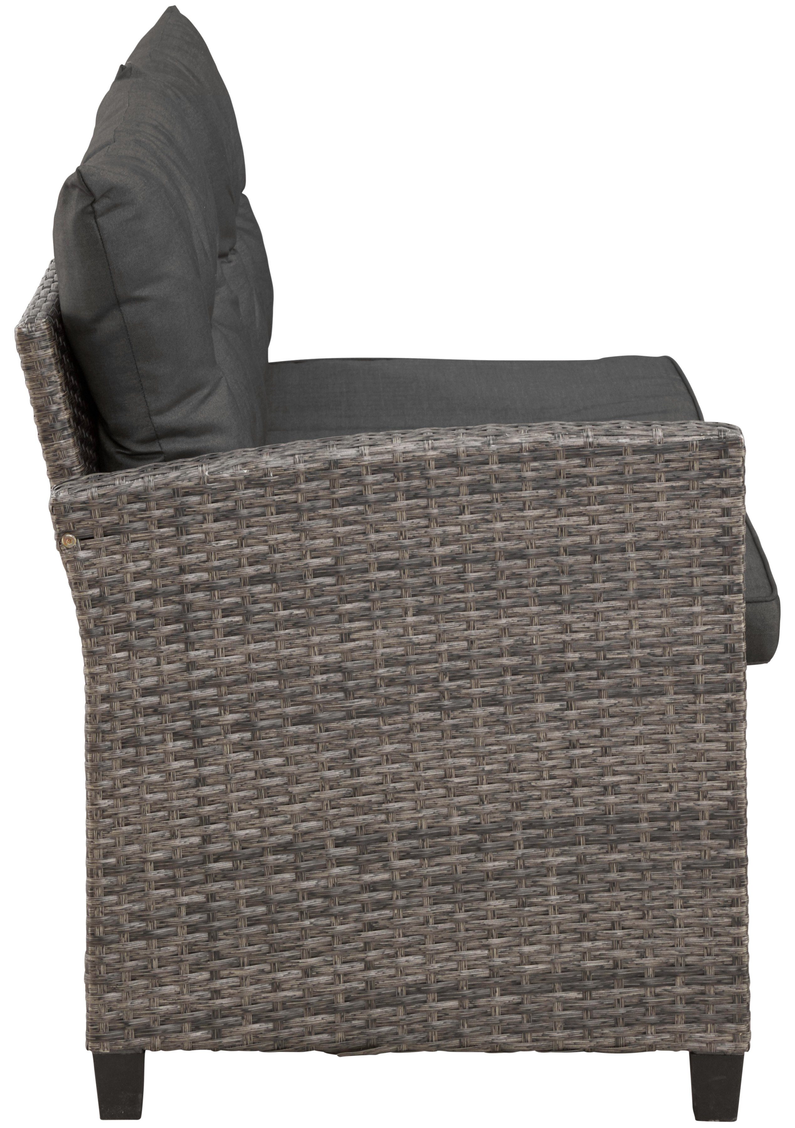 anthrazit, | Tisch, Ecklounge, (20-tlg), Polyrattan Premium, KONIFERA Sessel, Keros Gartenlounge-Set grau Hocker, 2 braun, braun/grau