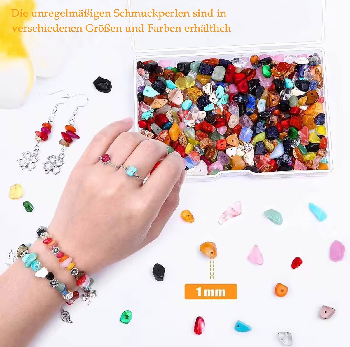 Zaewry Ketten und Armband Set Schmuck Selber Machen Set, 24 Farben Natürlicher Edelsteine, für Ringe, Ohrringe und Schmuckherstellung