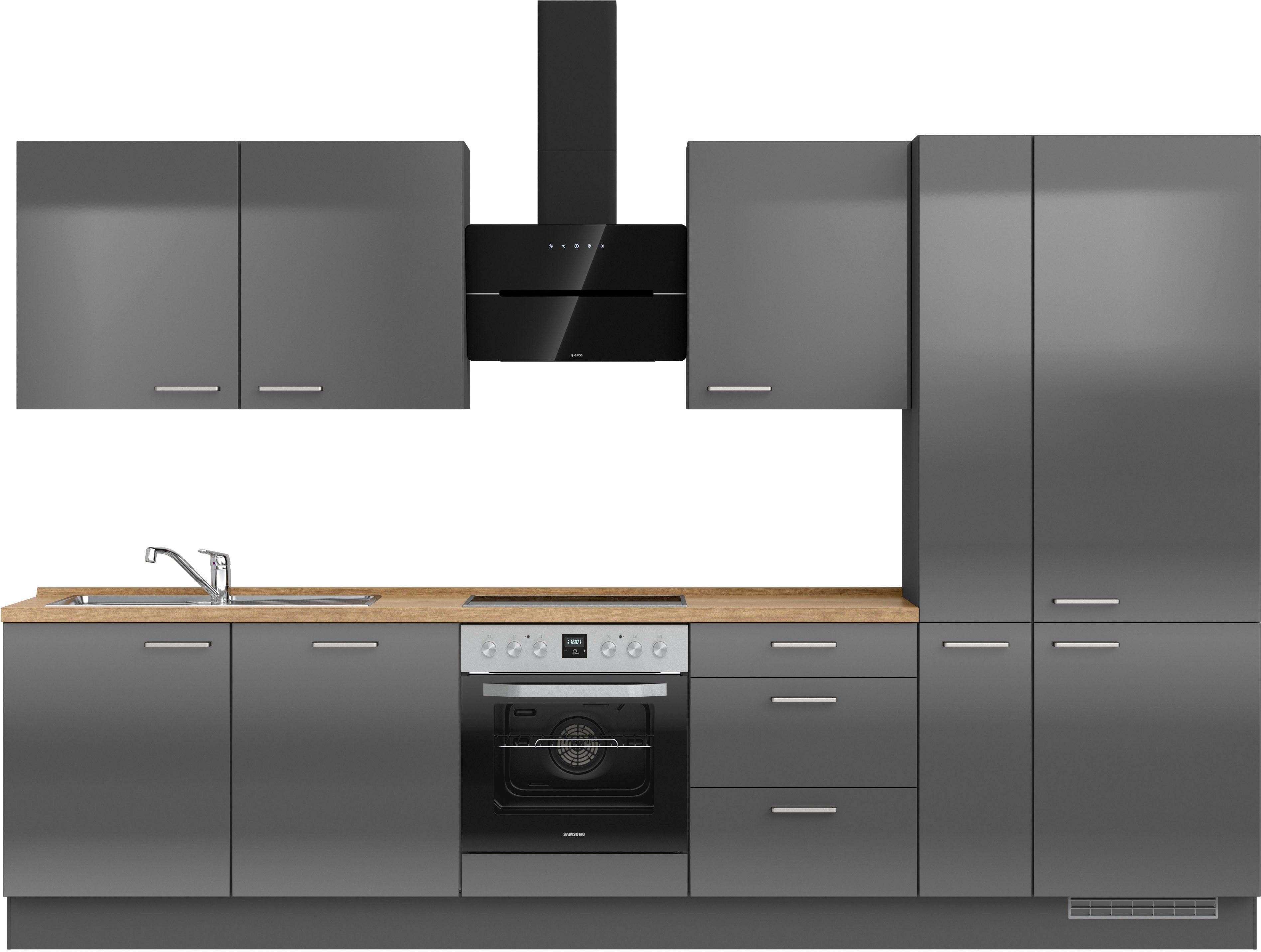 nobilia® Küchenzeile "Flash II", NEU: individuell anpassbar mit gratis Profi-Beratung, vormontiert, Breite 330 cm, Ausrichtung wählbar, wahlw. mit E-Geräten