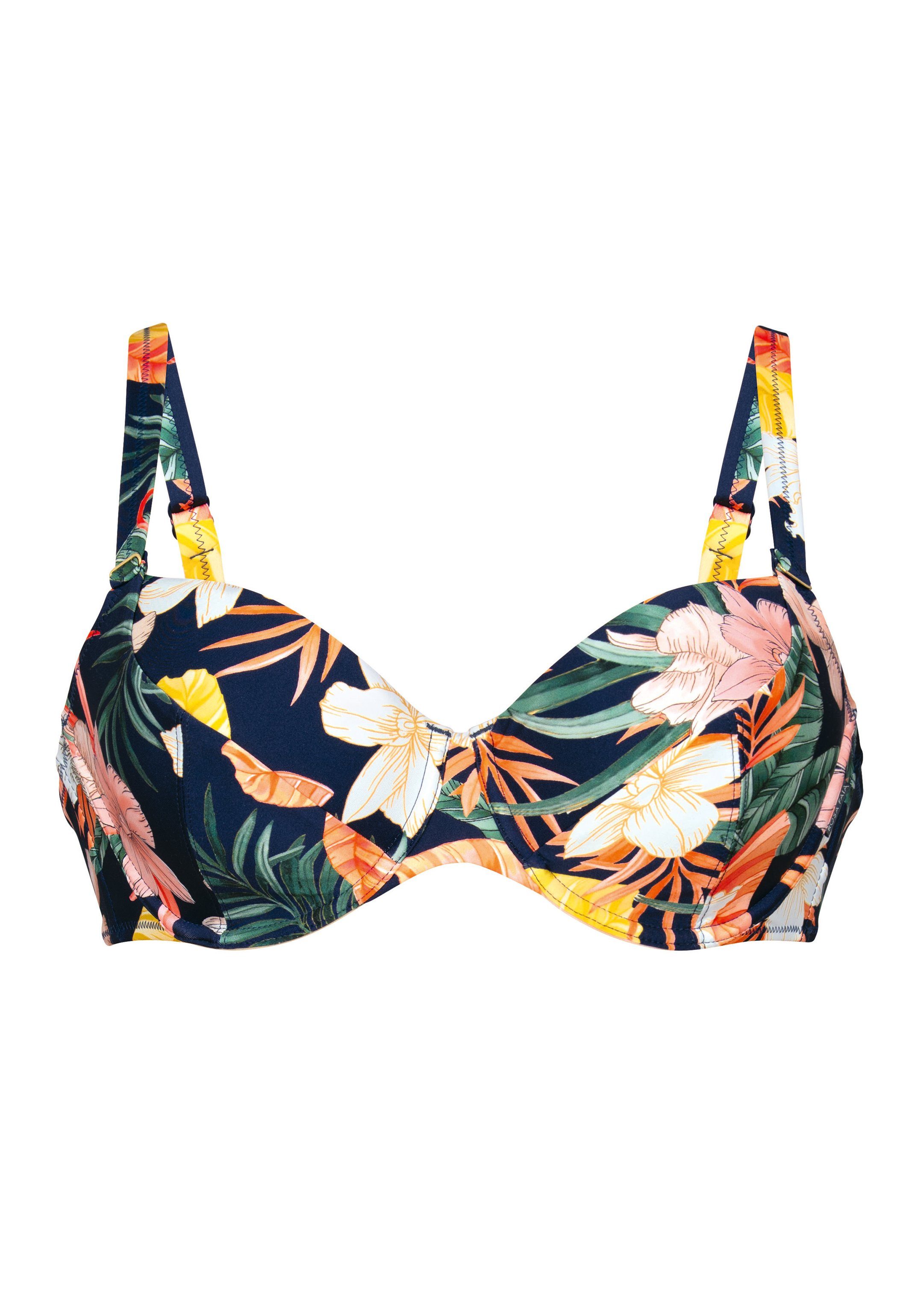Rosa Faia Bügel-Bikini-Top Tropical Sunset (1-St), für Farbenfrohes - große auch Bikini-Top Cups, Extra Muster Halt