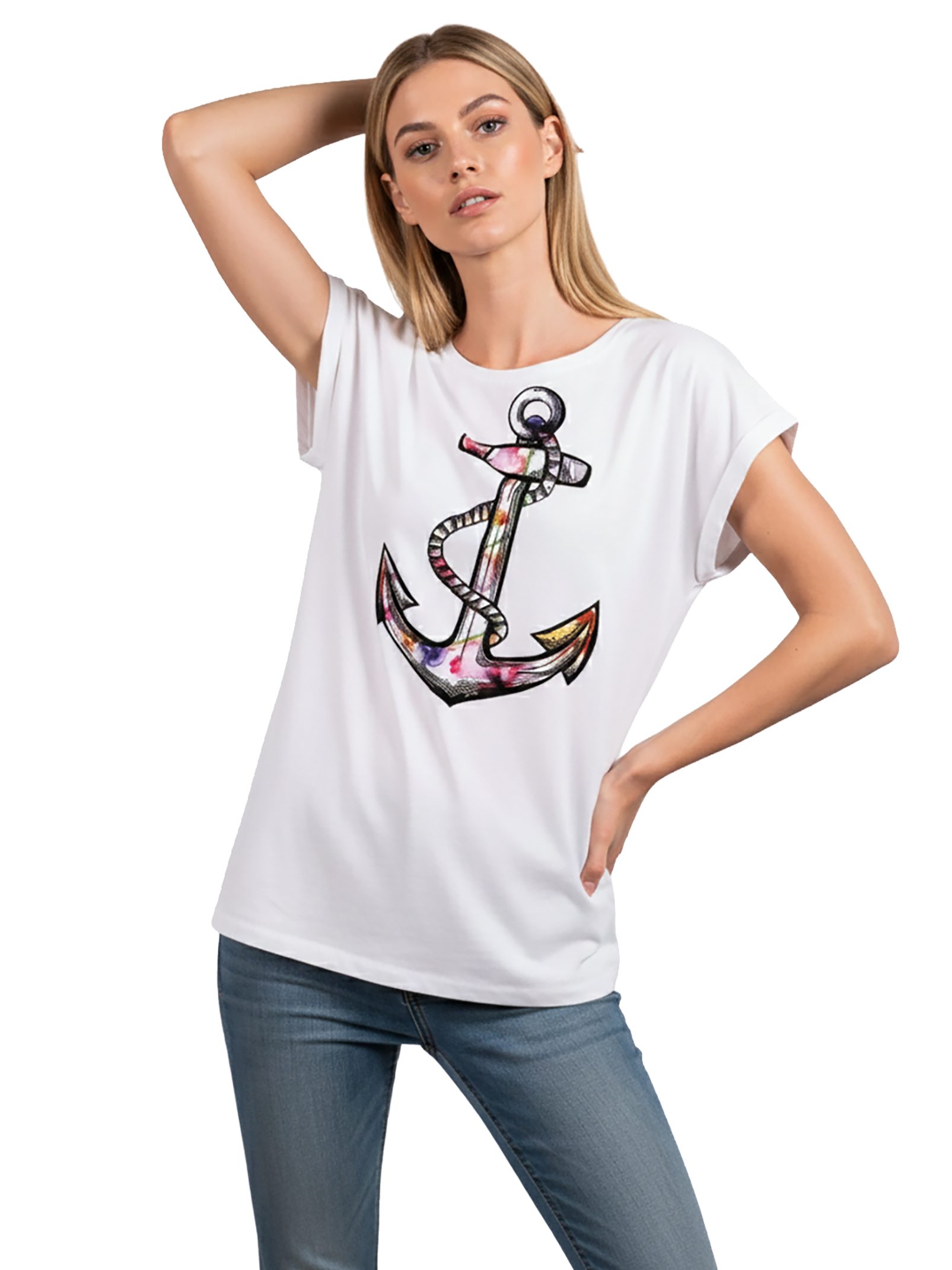 MAKAYA Tunikashirt Damen Top mit Blumen Motiv Sommer T-Shirt Oversize Print Blumenmuster (Kurzarm, Weiß, Rosa, Grau) große Größen