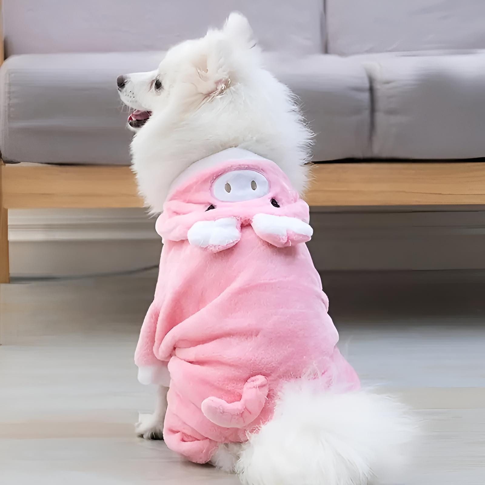 Corimori Hundekostüm Witziges Schwein-Kostüm für Hund & Katze, Flauschiges Schweinchen Kostüm, Tierpullover mit Kapuze & Öhrchen