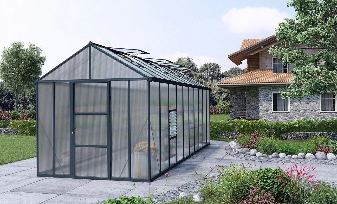 Palram – Canopia Gewächshaus Glory 8×20, BxTxH: 244 x 603 x 268 cm, 10 mm Wandstärke grau | Rabatt: 15% Palram – Canopia Gewächshaus Glory 8×20, BxTxH: 244 x 603 x 268 cm, 10 mm Wandstärke grau | Rabatt: 15%