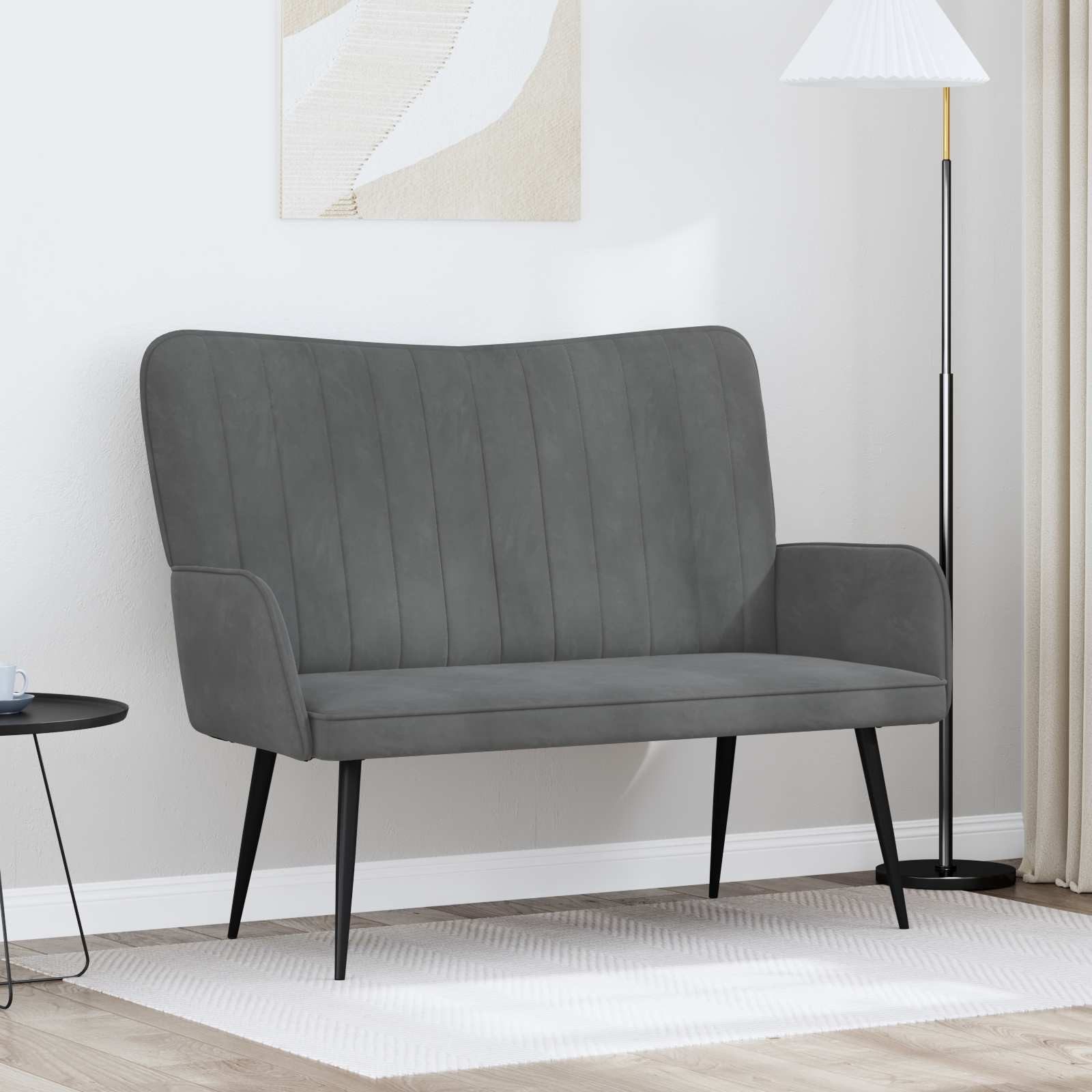 vidaXL Sofa 2-Sitzer Sofa Dunkelgrau 115 x 61 x 87 cm Samt, 1 Teile – Bild 2 von 5