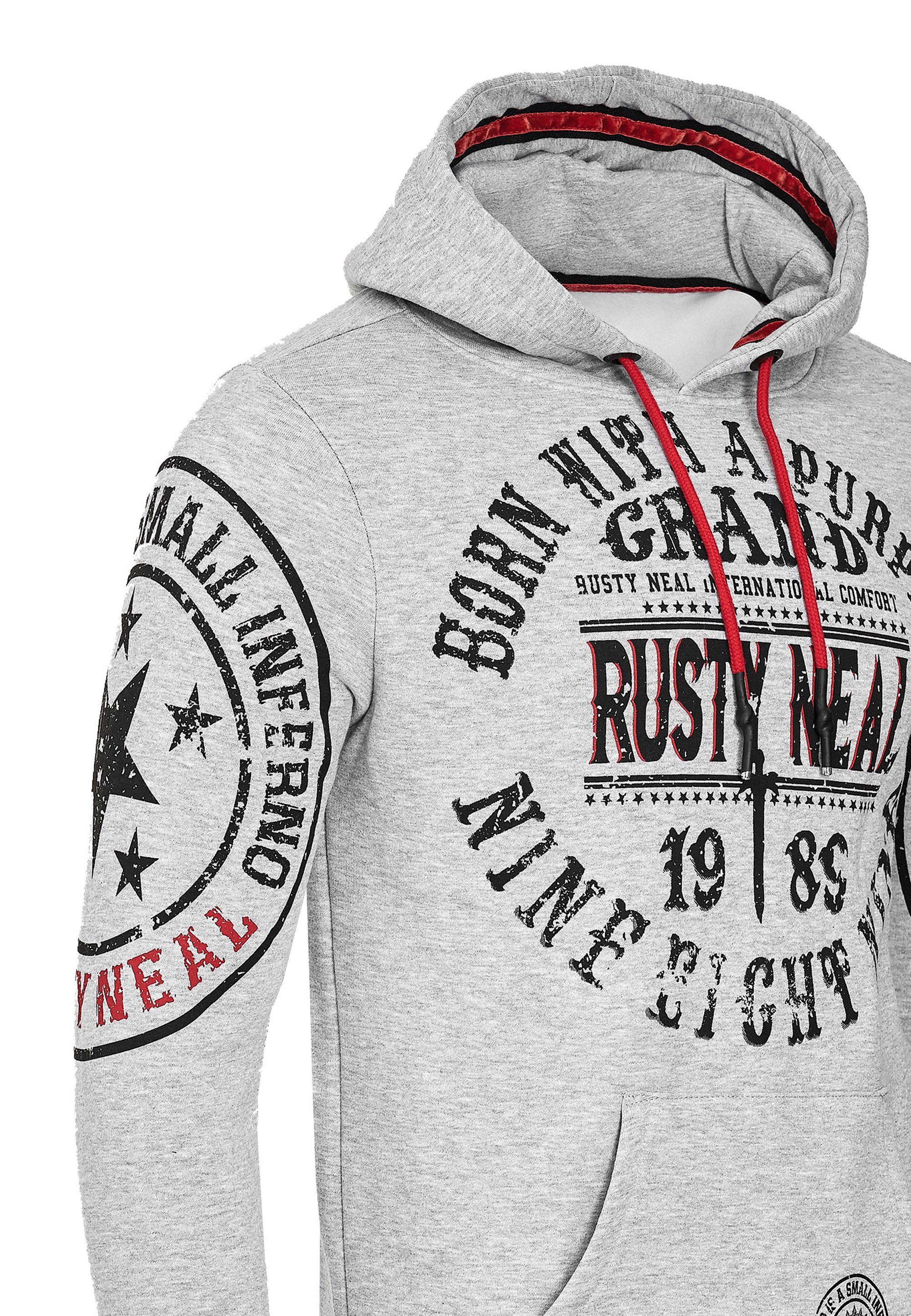 Kapuzensweatshirt Neal Markenprints mit hellgrau-meliert coolen Rusty