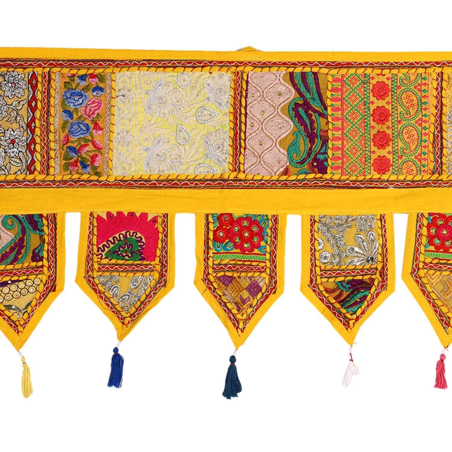 Casa Moro Türvorhang Indischer Patchwork Toran 102x45 cm (BxH) (1 St), blickdicht, handbestickter Türvorhang & Fenstervorhang in Boho-Stil