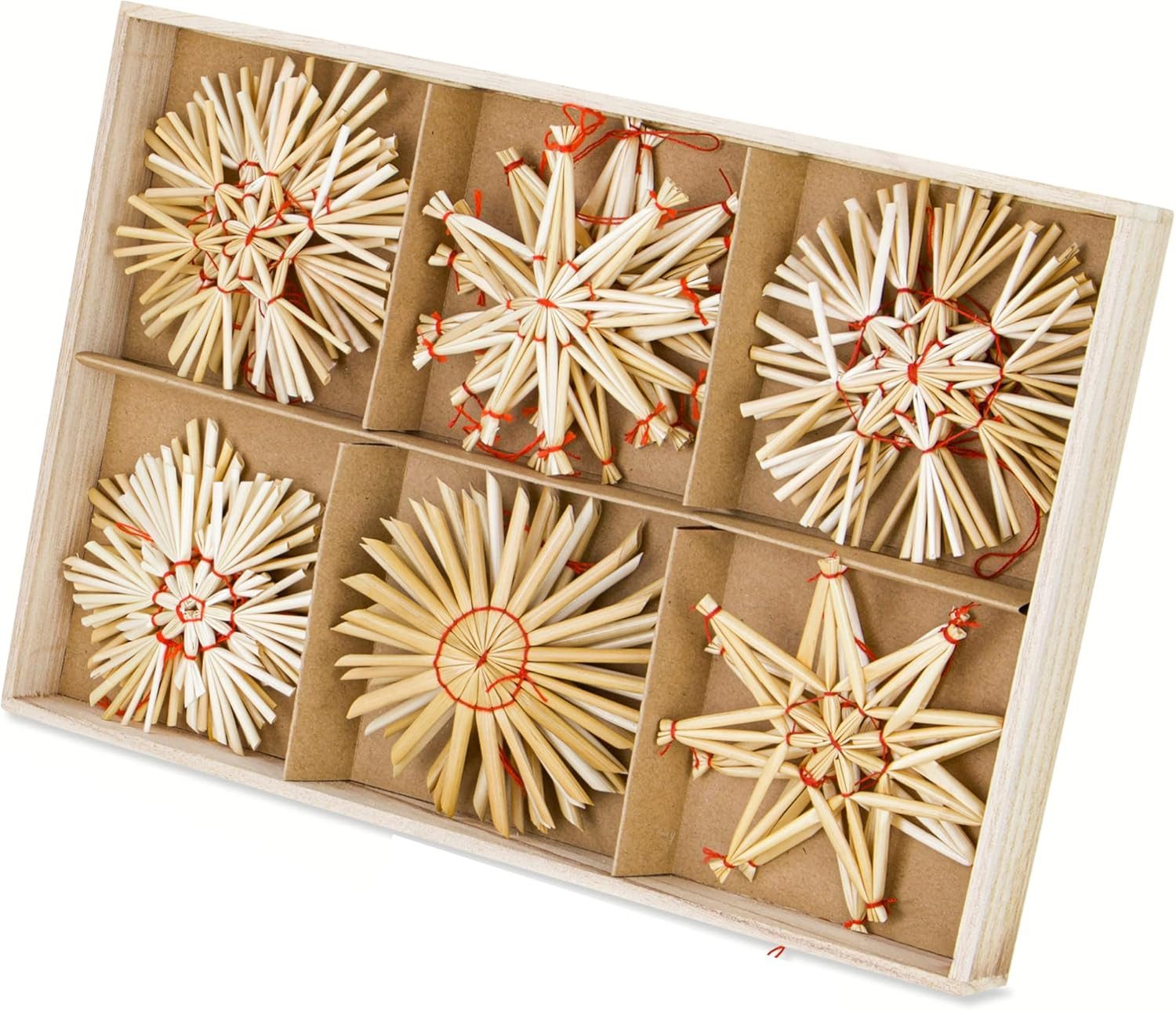 BEESI Christbaumschmuck 24x Strohsterne Set Ø 8cm I Christbaumschmuck Retro I Baumschmuck (24-tlg), Groß und Klein im Set