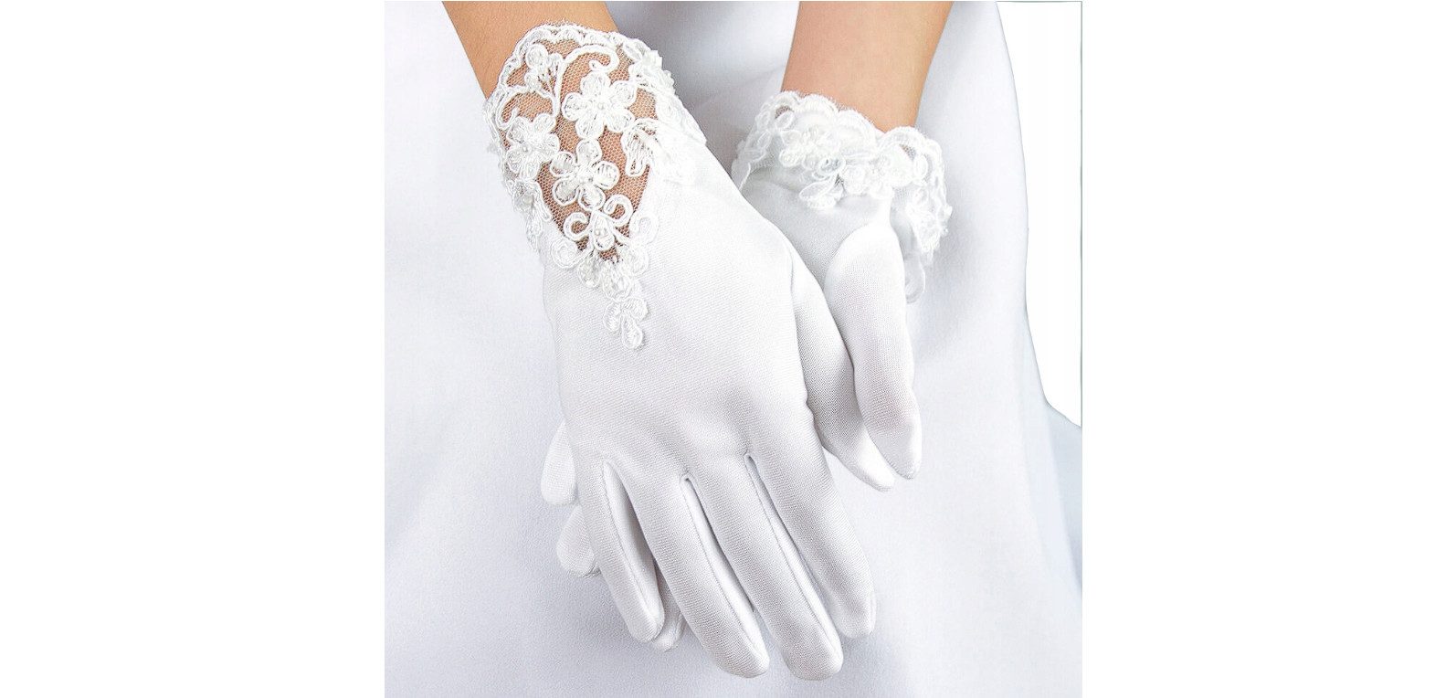 Festivalartikel Abendhandschuhe Elegante Kommunionhandschuhe für Mädchen