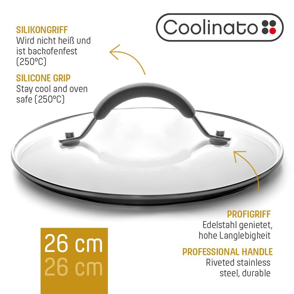 Coolinato Pfannendeckel Glasdeckel 26 cm, (1-tlg)
