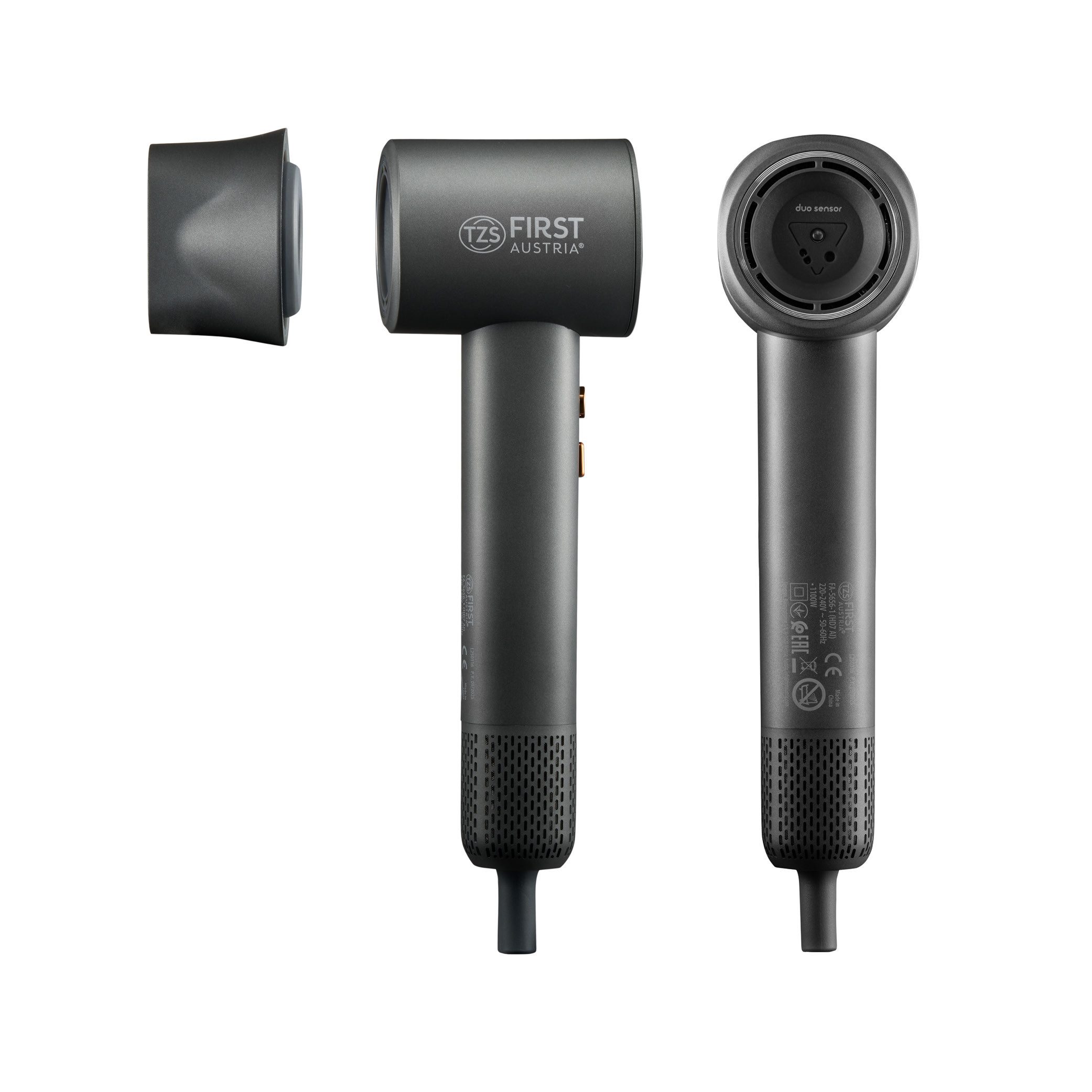 TZS FIRST AUSTRIA Ionic-Haartrockner Duo Sensor Ionen-Föhn, 1100W, 110.000 U/min, Plasma-Tech, Ultraleicht, 2 Mrd. Ionen Anti-Frizz, Hitzeschutz, 5 Styling-Modi & Magnet-Düse