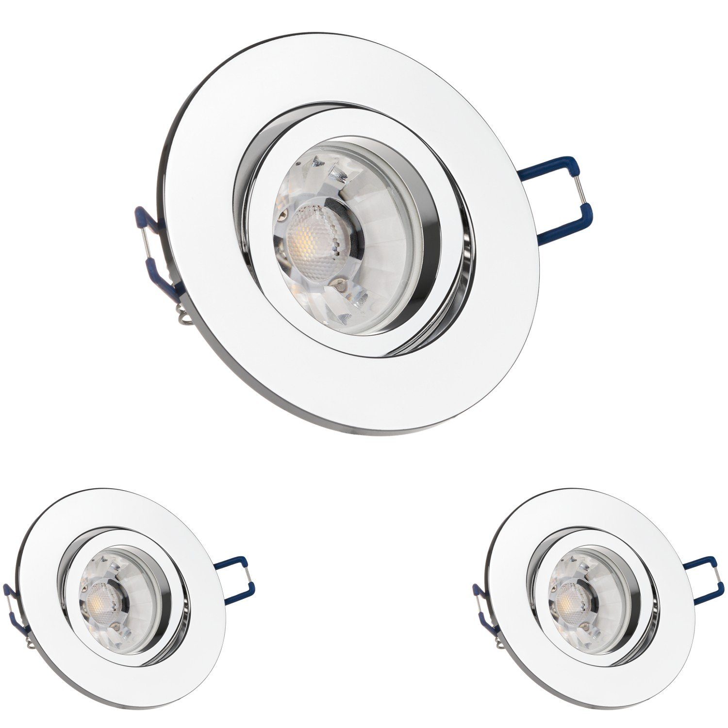 LEDANDO LED Einbaustrahler 3er Einbaustrahler Set für die Spanndecke Chrom mit LED GU10 Markenstr