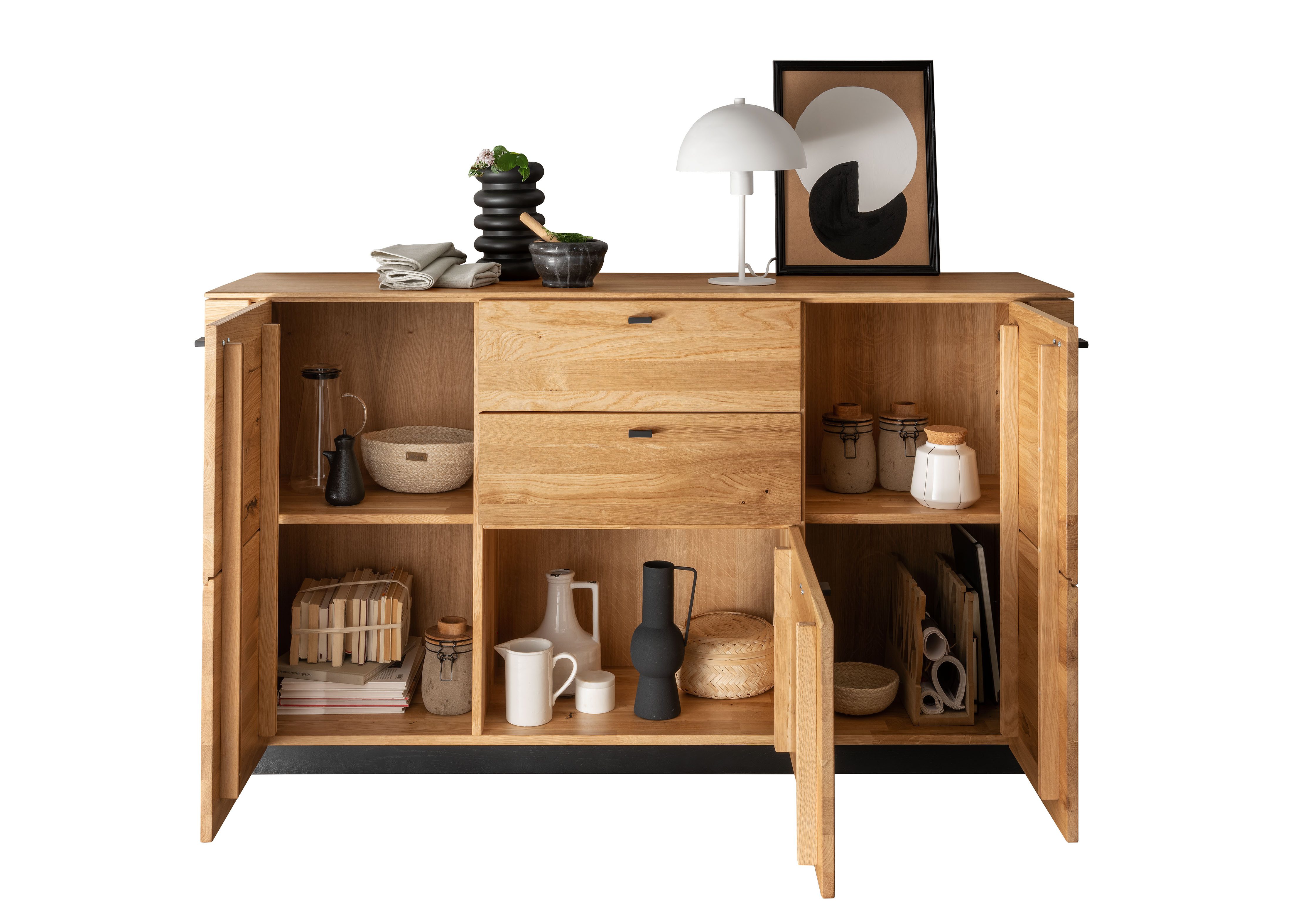 Woodroom Sideboard Zwettl (Wildeiche massiv geölt), Maße 157x86x42, Kommode, Wohnzimmerschrank, massiv
