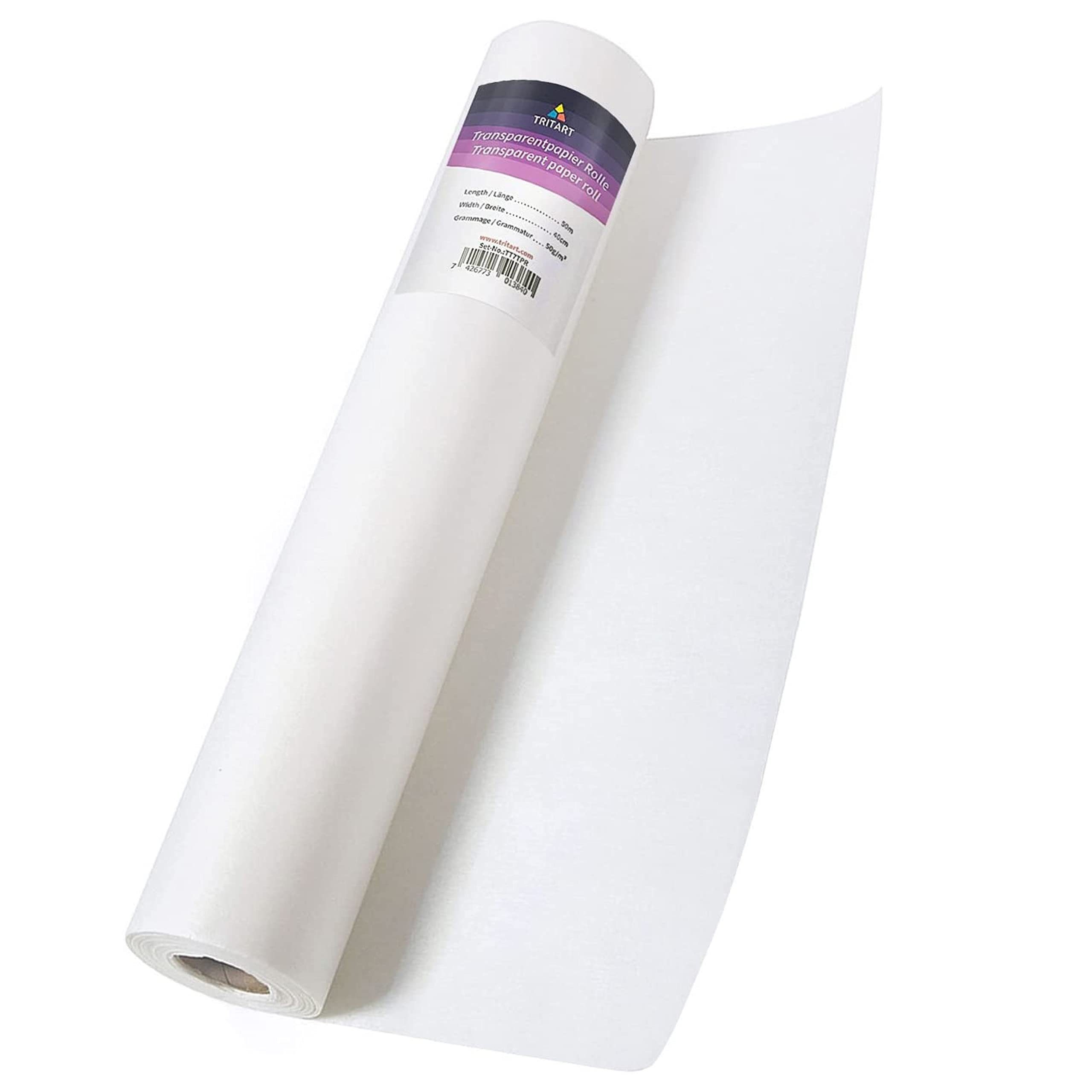 - Tritart x kreative 40cm 40cm 50g/m² 50g/m 50m x Projekte, Transparentpapierrolle für 50m Transparentes Papierrolle Transparentpapier