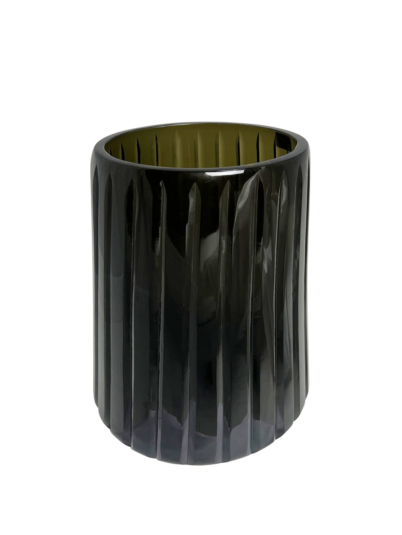 Kaheku Dekovase Kaheku Windlicht Vaduz, Streifen, Olive, 30 cm hoch, 1265003315 (1 St)