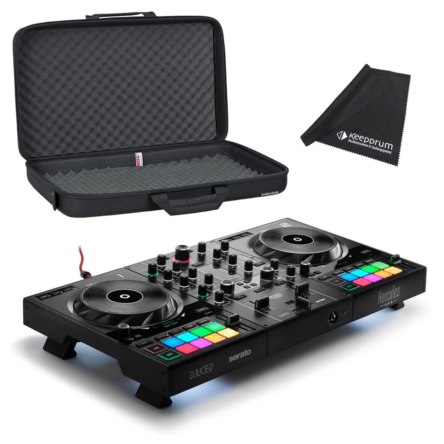 HERCULES DJ Controller DJControl Inpulse 500 mit Tasche und Tuch