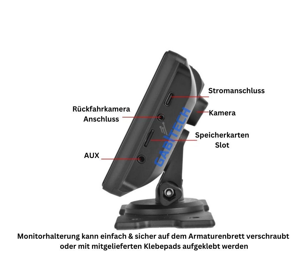 Monitor (Zentraleuropa Apple, 10 Sprachsteuerung, PKW & GABITECH Videoaufzeichnung, Android Dashcam für und Länder), Bluetooth) LKW Carplay (19 Auto Kamera Zoll Navigationsgerät Wohnmobil