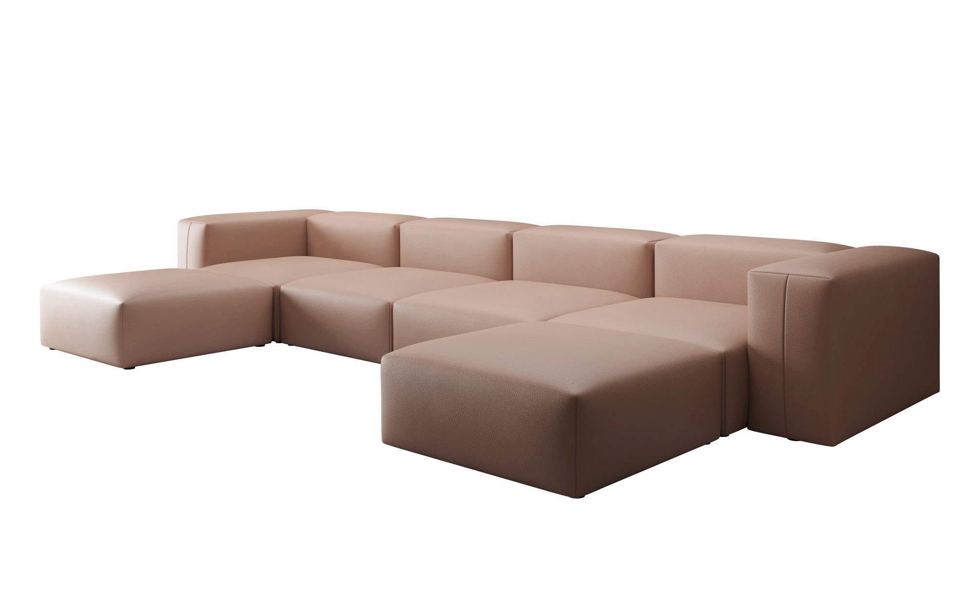Luxusbetten24 Wohnlandschaft Designer U Sofa Snug, aus echtem Leder