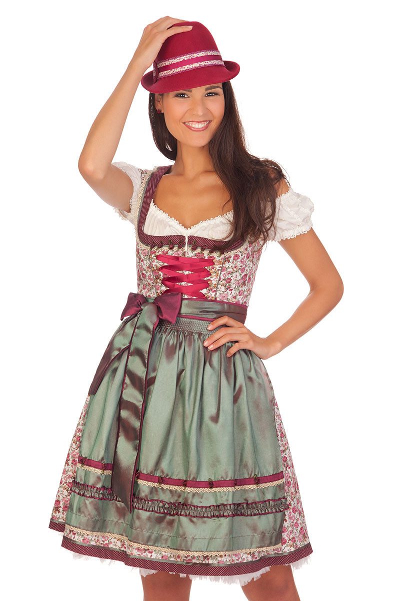 Krüger Madl Dirndl Midi Dirndl 2tlg. - IDUNA - weinrot