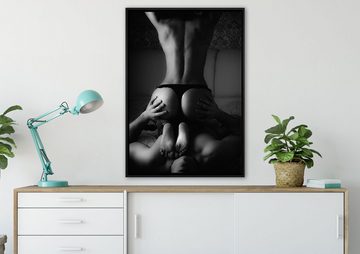 Pixxprint Leinwandbild Erotisches Paar, Wanddekoration (1 St), Leinwandbild fertig bespannt, in einem Schattenfugen-Bilderrahmen gefasst, inkl. Zackenaufhänger