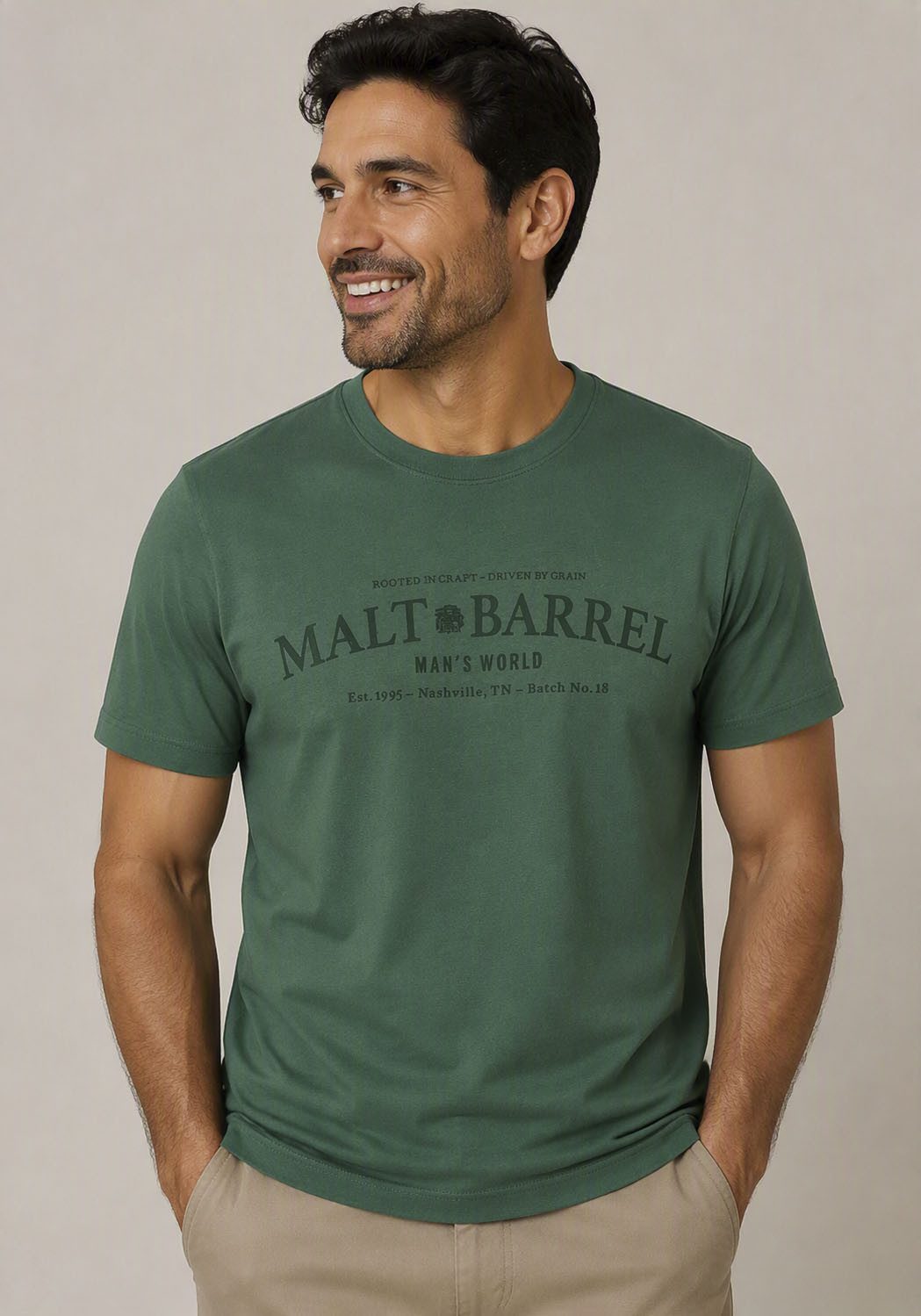 Man's World Rundhalsshirt normale Passform, Kurzarm, bedruckte Optik mit Print-Applikation. Reduzierter Preis € 12,99. Unverbindliche Preisempfehlung € 14,99, (€ 12,99 pro 1 Stk)