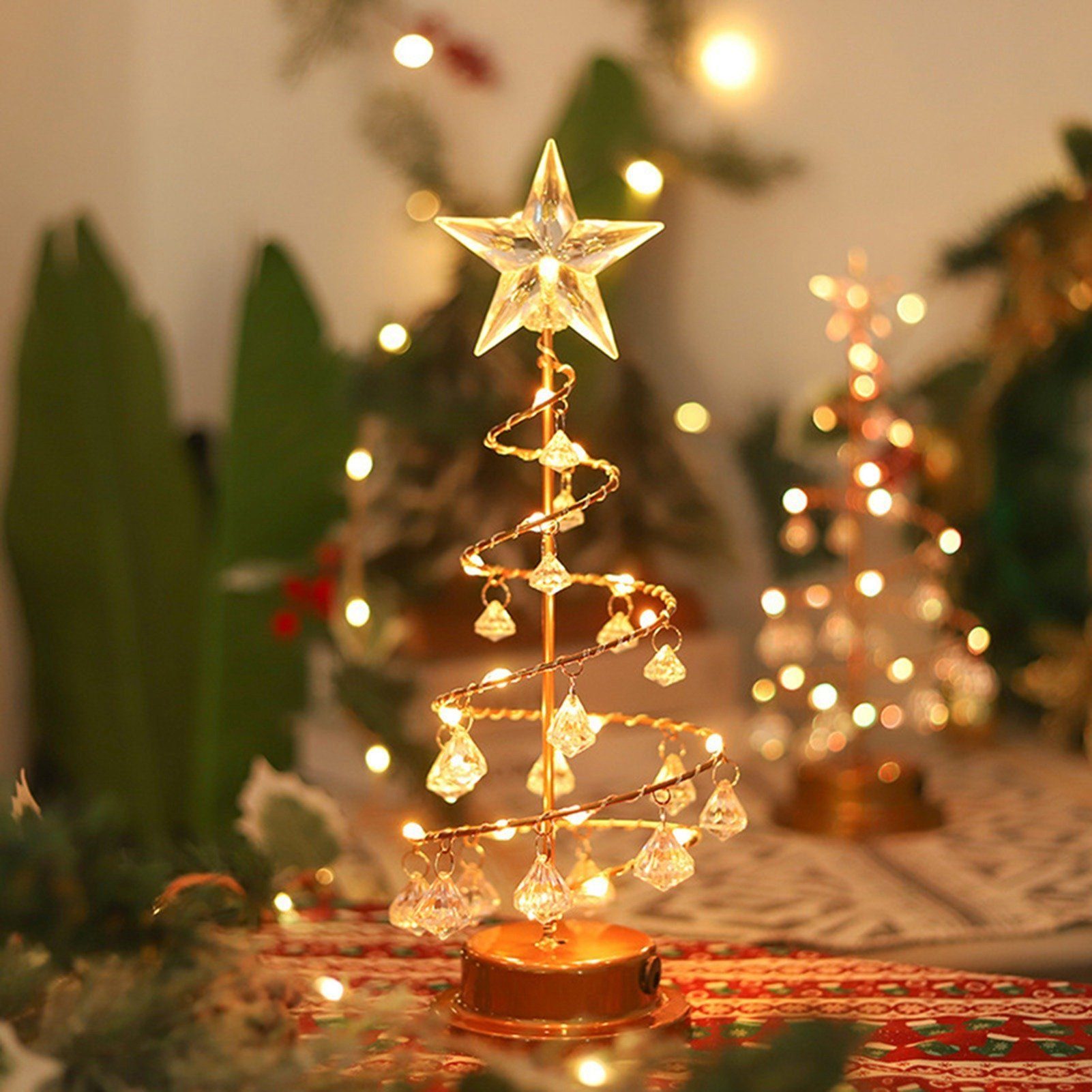 Dekolicht Nachtlicht Deko, Weihnachts Lampe, Kristall-Baum-Lampe Kristallbaum AUKUU Weihnachtliche LED LED