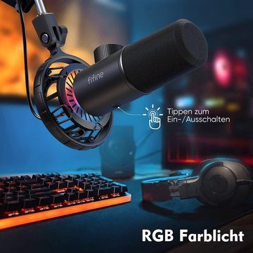 FIFINE Mikrofon USB Dynamische Mikrofon Gaming mit RGB Lichteffekt