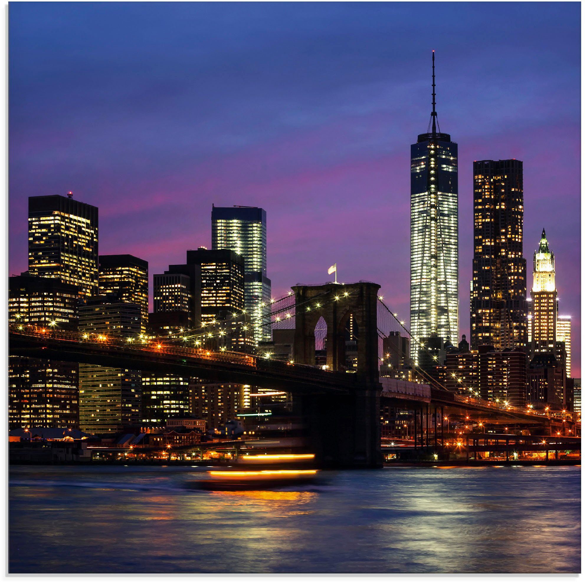 Artland Glasbild Brooklyn Bridge, Amerika (1 St), in verschiedenen Größen