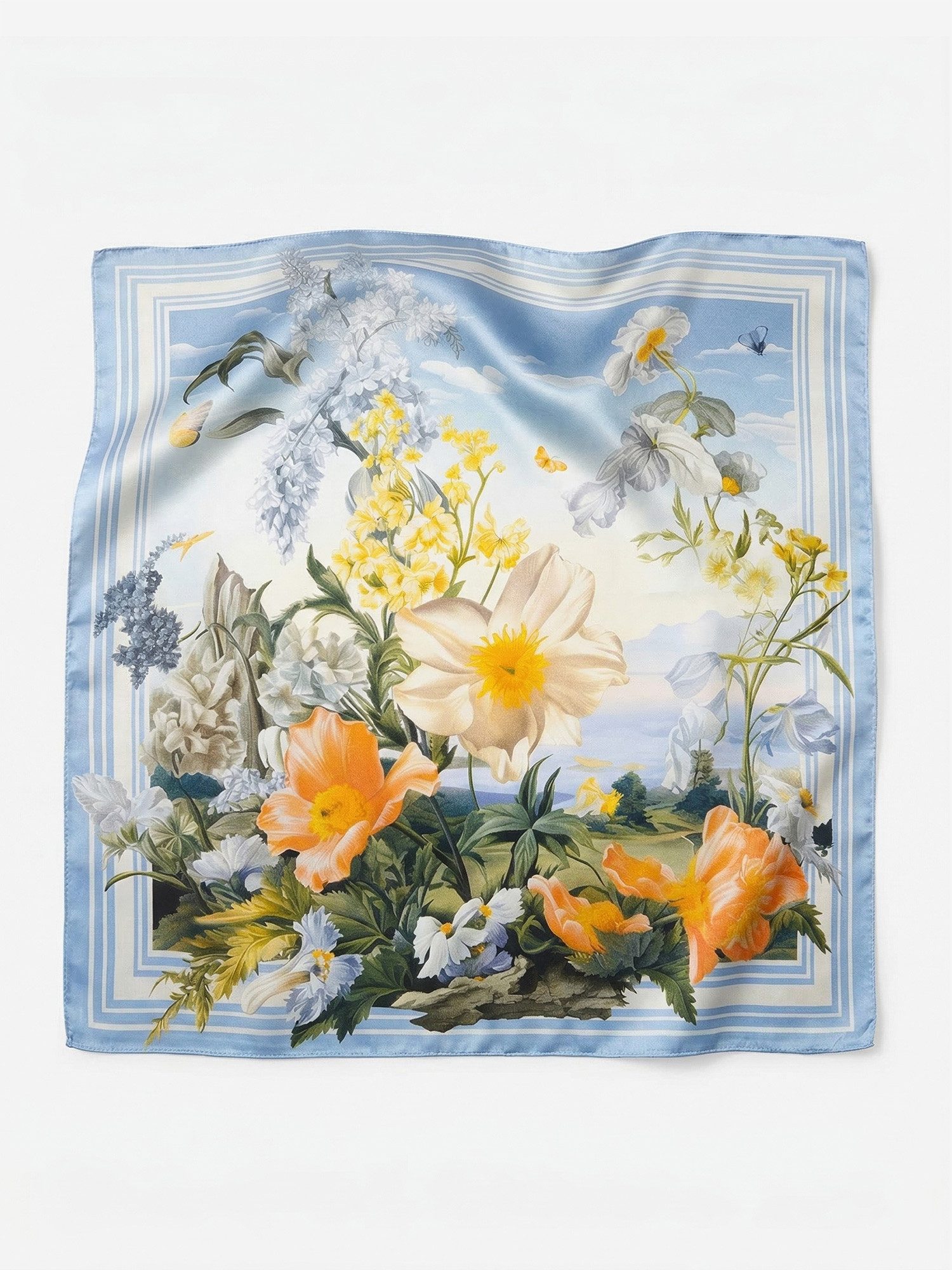 Vivi Idee Seidentuch 100% Maulbeerseide Halstuch Damen, Quadratisches 53x53 cm Halstuch, bedrucktes Seidenschal