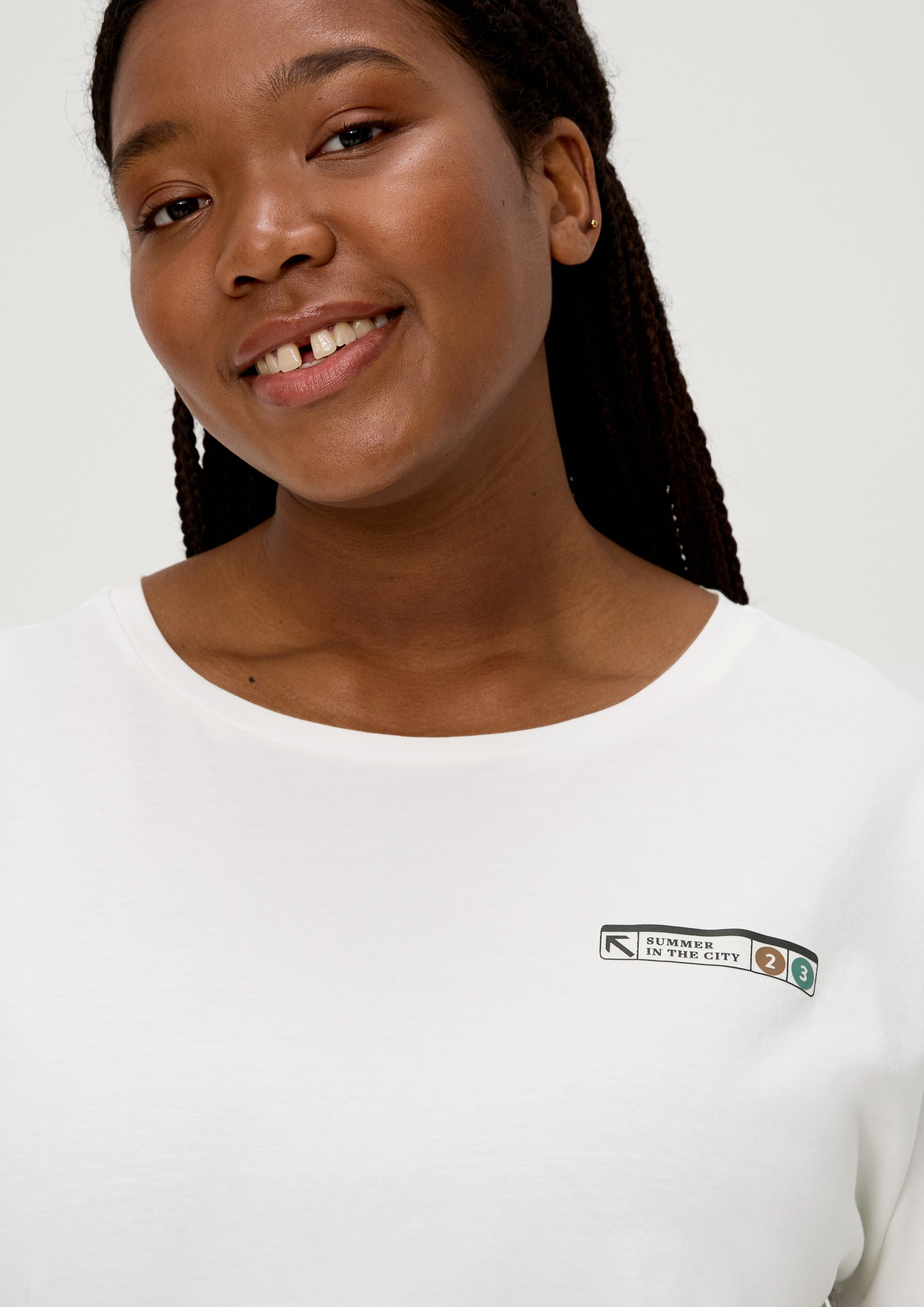 TRIANGLE Kurzarmshirt Baumwollshirt mit Frontprint günstig online kaufen