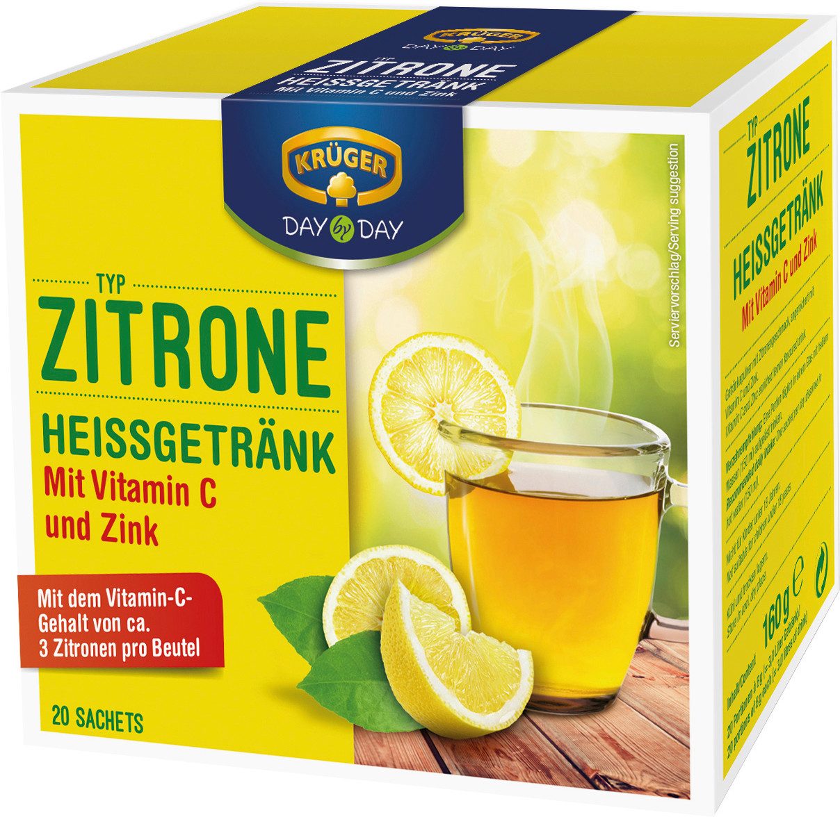 Krüger Cappuccino Tee Heiße Zitrone, Instantpulver, 20 Sachets