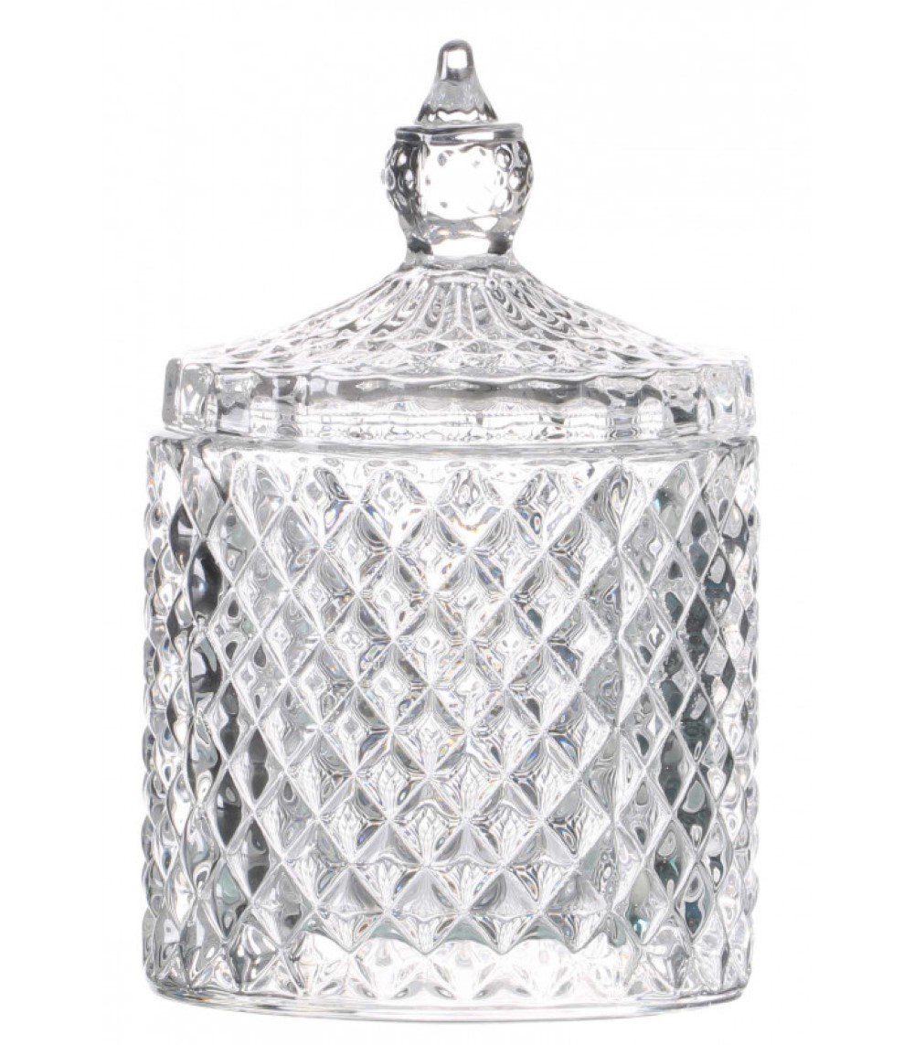 WestCraft Vorratsdose Glück im Glas - Diamant Bonboniere, Bonbondose, für Süßigkeiten, Glas, (2-tlg), transparent, Bonbonglas mit Glas Deckel, Vorratsglas wie im Kiosk