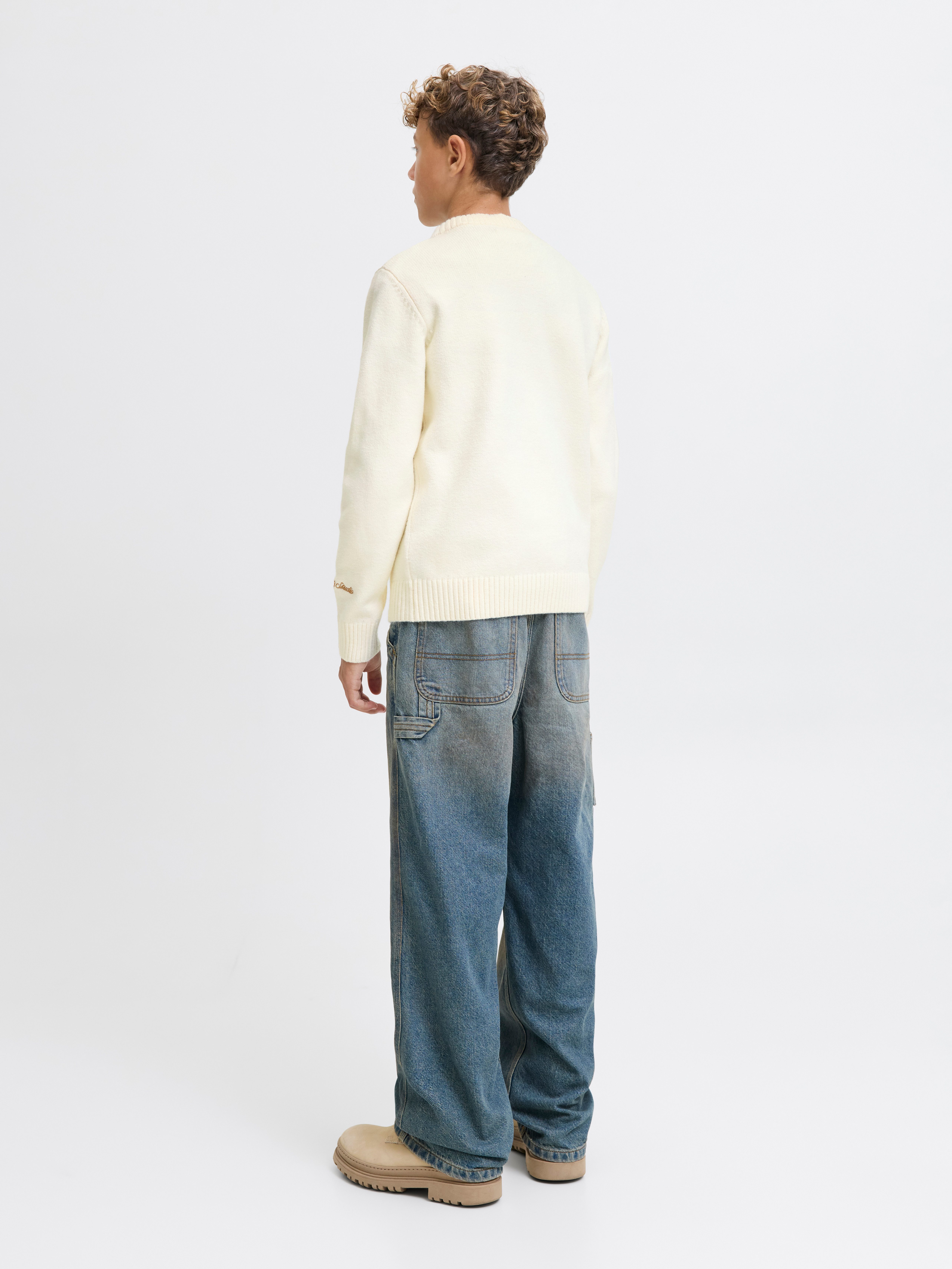 Jack & Jones Junior Rundhalspullover JORNORREBRO KNIT CREW NECK JNR Baumwollmischung, locker geschnitten