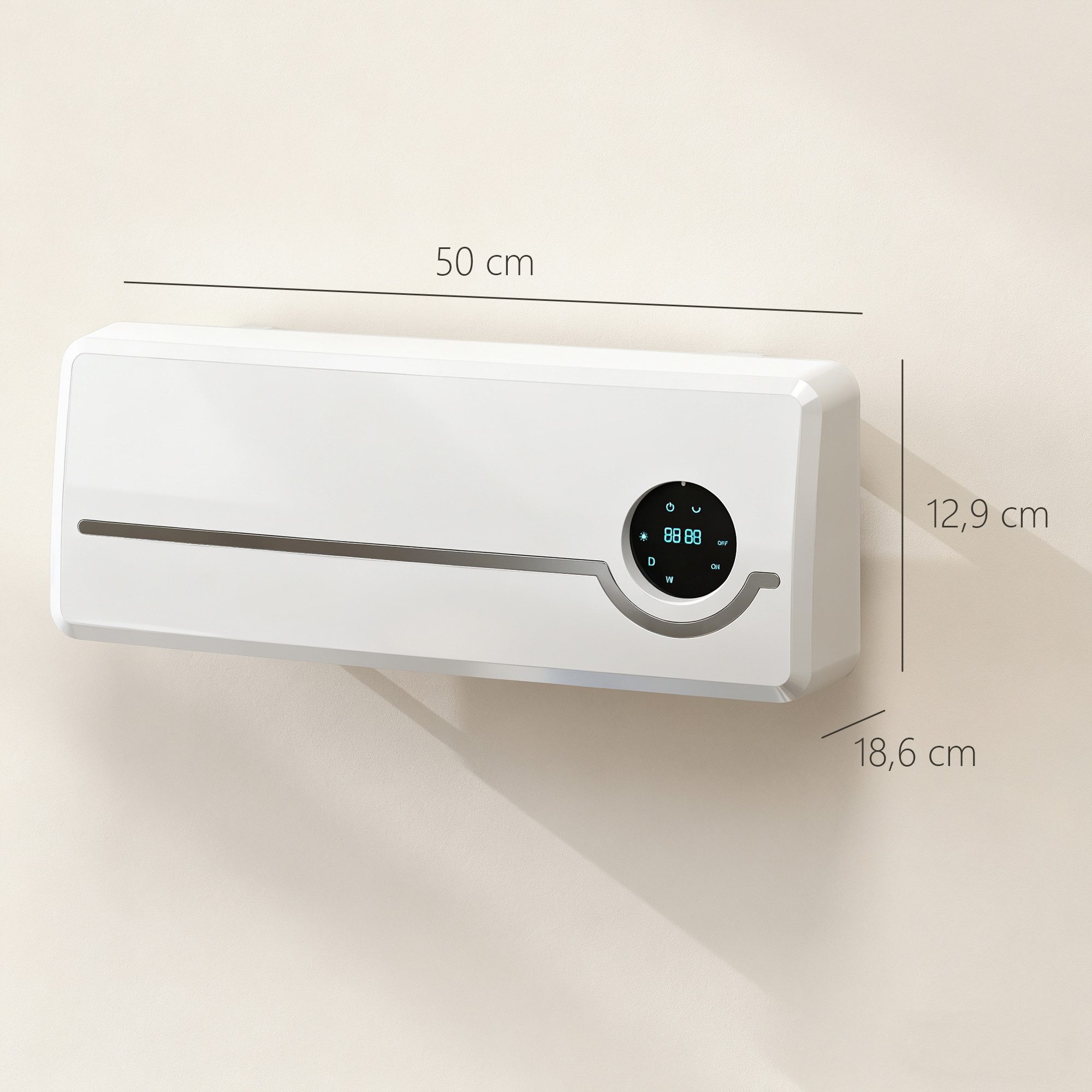 HOMCOM Heizlüfter Timer, LED-Anzeige, 2000 W, für Wohnzimmer, Schlafzimmer, Weiß