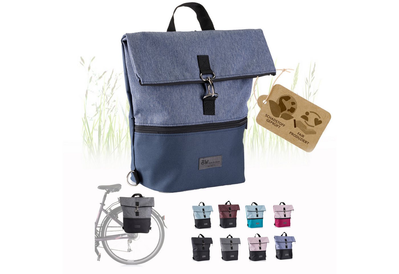 BambiniWelt by Rafael K. Fahrradtasche Fahrradtasche Gepäckträgertasche 2in1 Rucksack 20L M1, Gepäckträgertasche/Fahrradrucksack