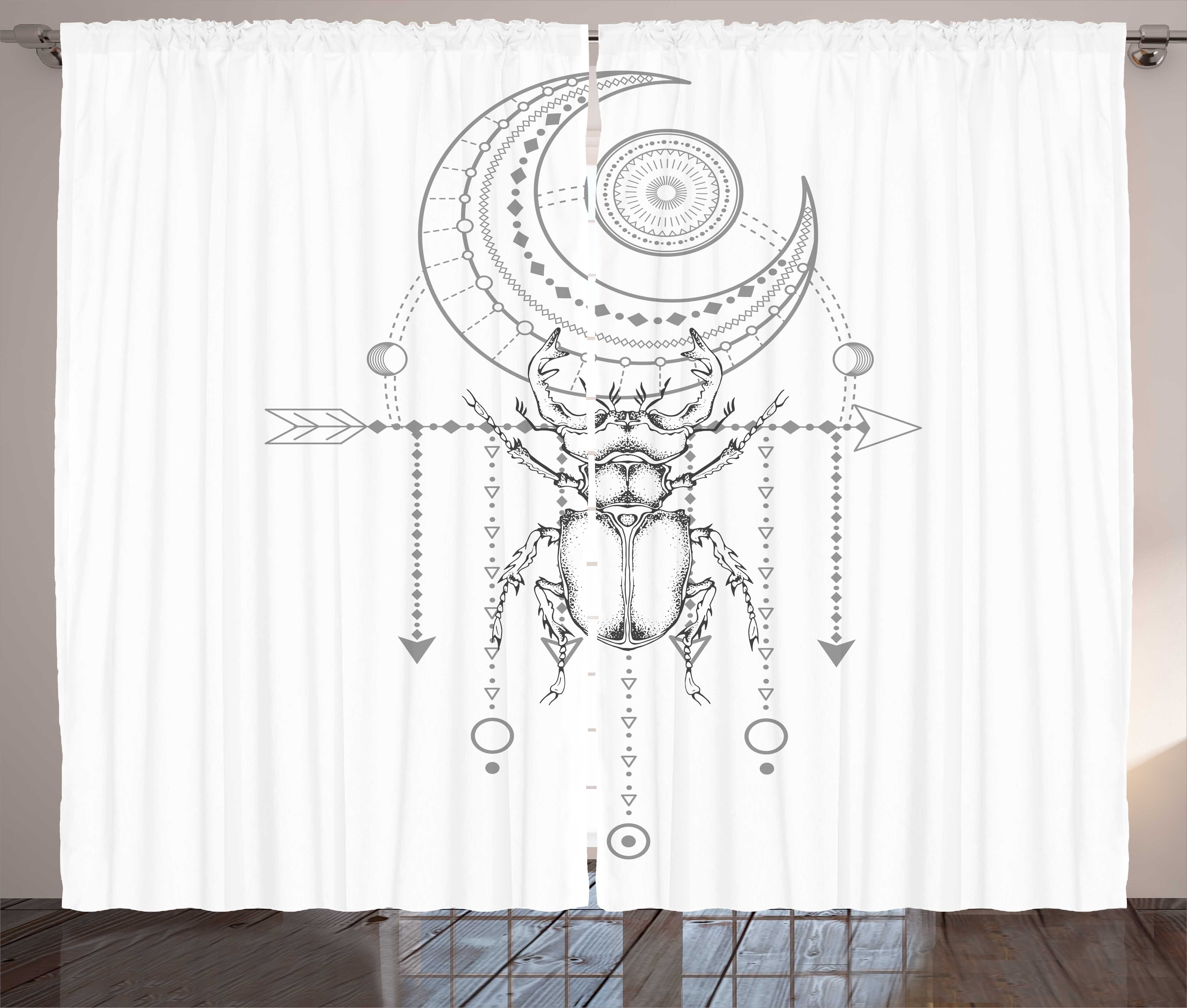 Gardine Schlafzimmer Kräuselband Vorhang mit Schlaufen und Haken, Abakuhaus, Mond-Strahlen Beetle Kunst