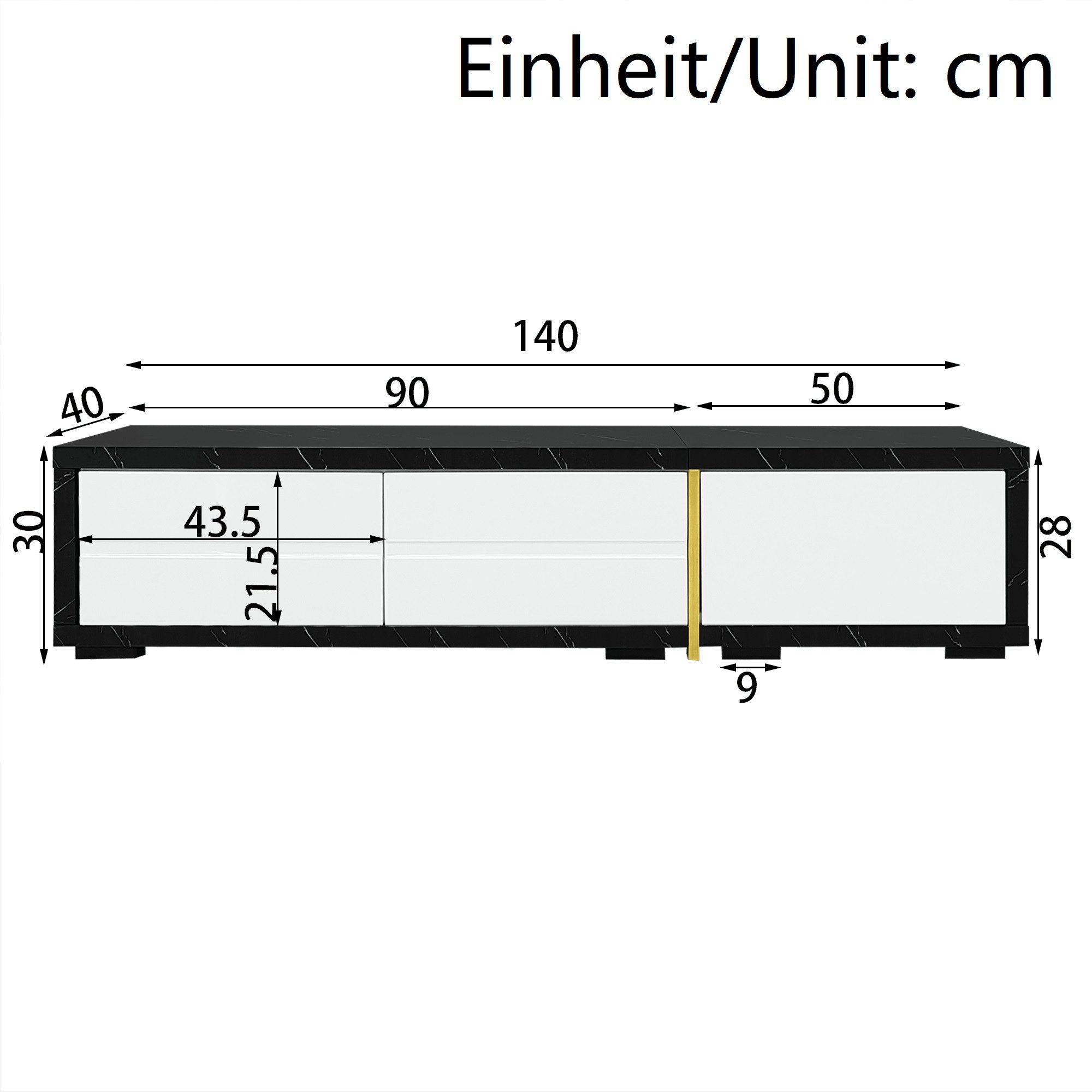 Ulife TV-Schrank Lowboard Fernsehtisch,TV-Board,TV-Ständer, 3 Türen, Marmor günstig online kaufen