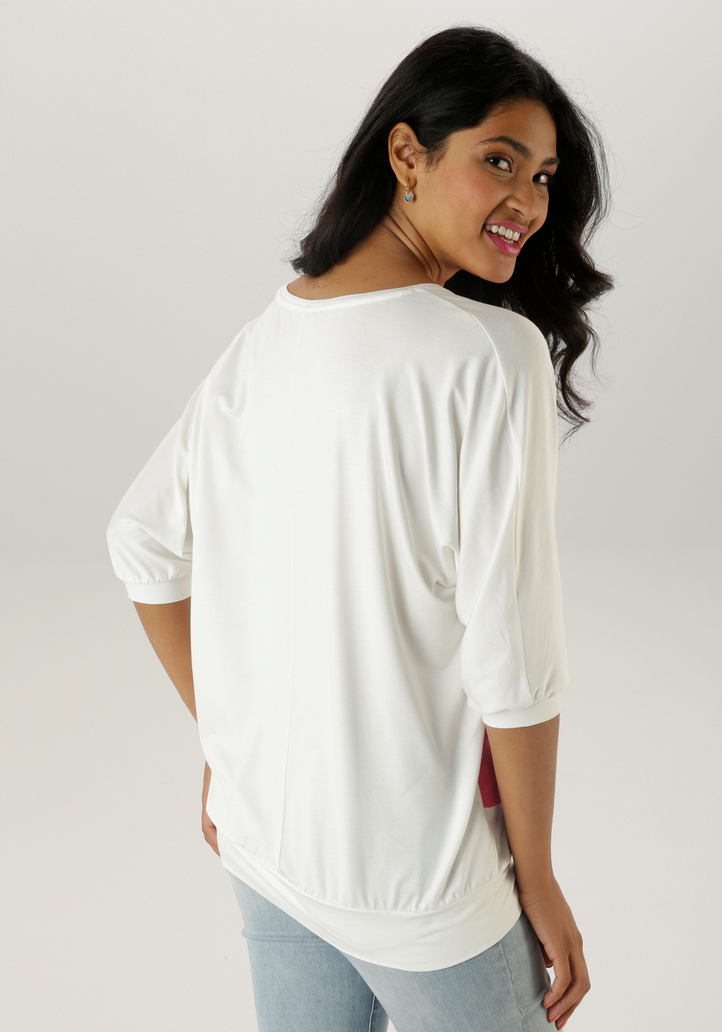 Aniston SELECTED Fledermausshirt mit großem Front-Blumendruck