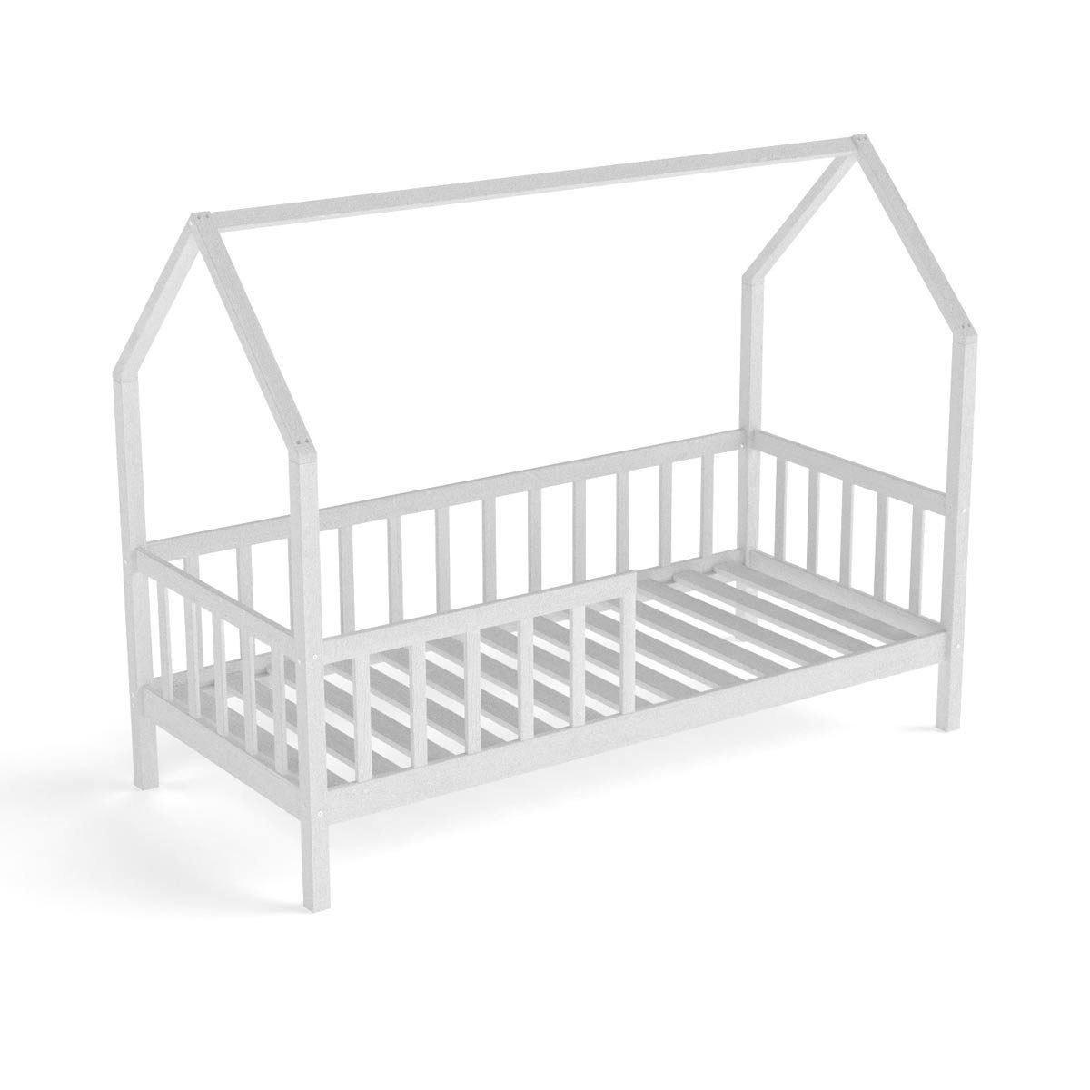 Artkid Hausbett Benni Natur Hausbett 90x200 aus massiver Kiefer inkl. Lattenrost und (Packung), Hüttenbett inkl. Lattenrost, Rausfallschutz