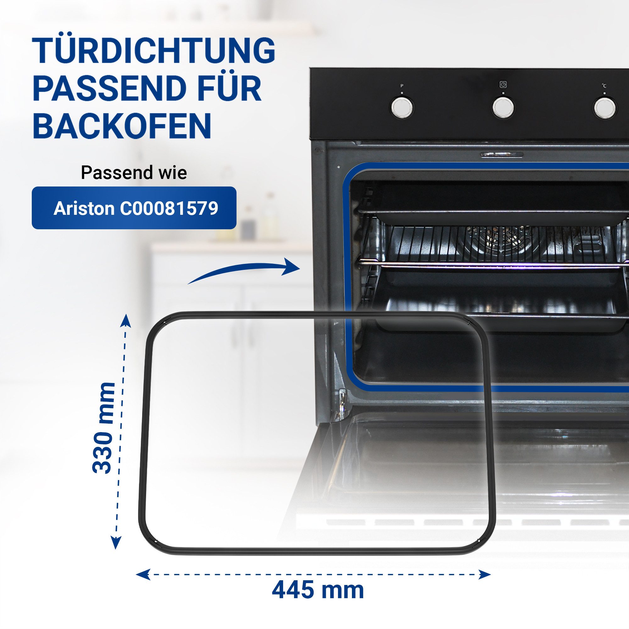 VIOKS Türdichtband Türdichtung Ersatz für Ariston C00081579, Befestigung mit 4 Haken für Backofen Herd