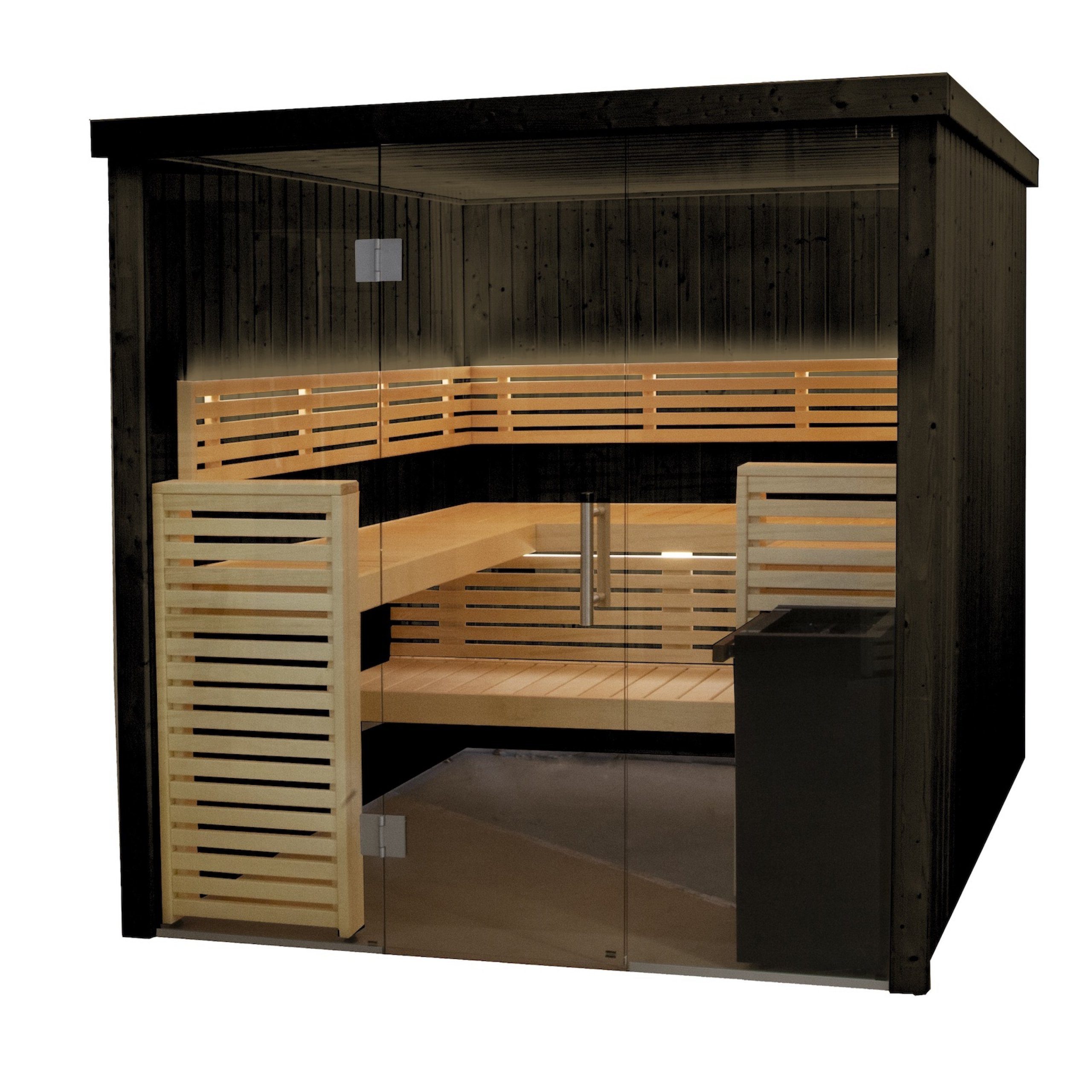 HARVIA Sauna Harvia Fenix 2020S Sauna Saunakabine aus Fichte schwarz Indoor-Sauna