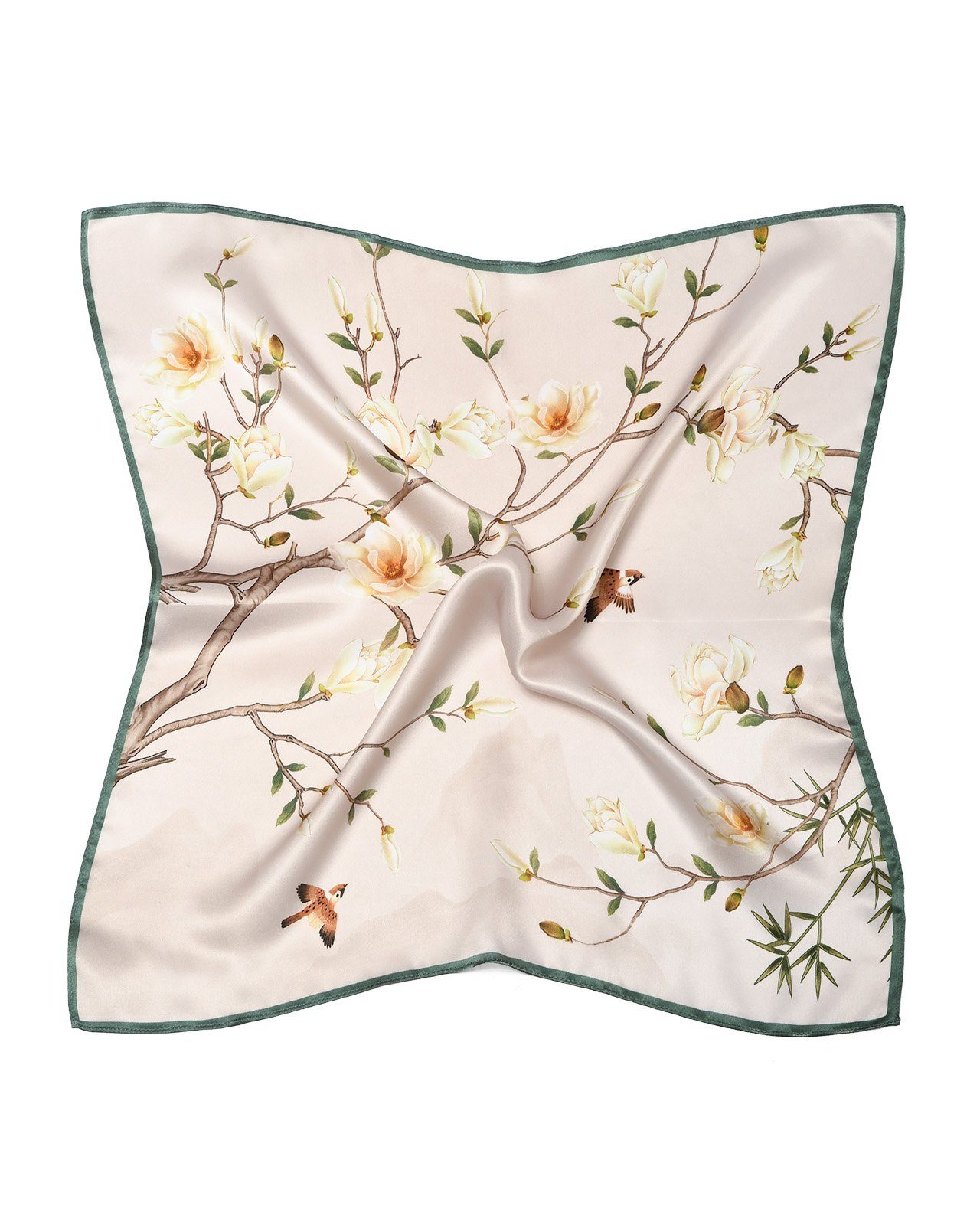 MayTree Seidentuch quadratisch,Magnolie 53x53 cm, Nickituch, Bandana-Schal, (Stück), 100% Seide