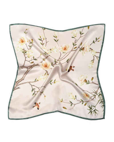 MayTree Seidentuch quadratisch,Magnolie 53x53 cm, Nickituch, Bandana-Schal, (Stück), 100% Seide