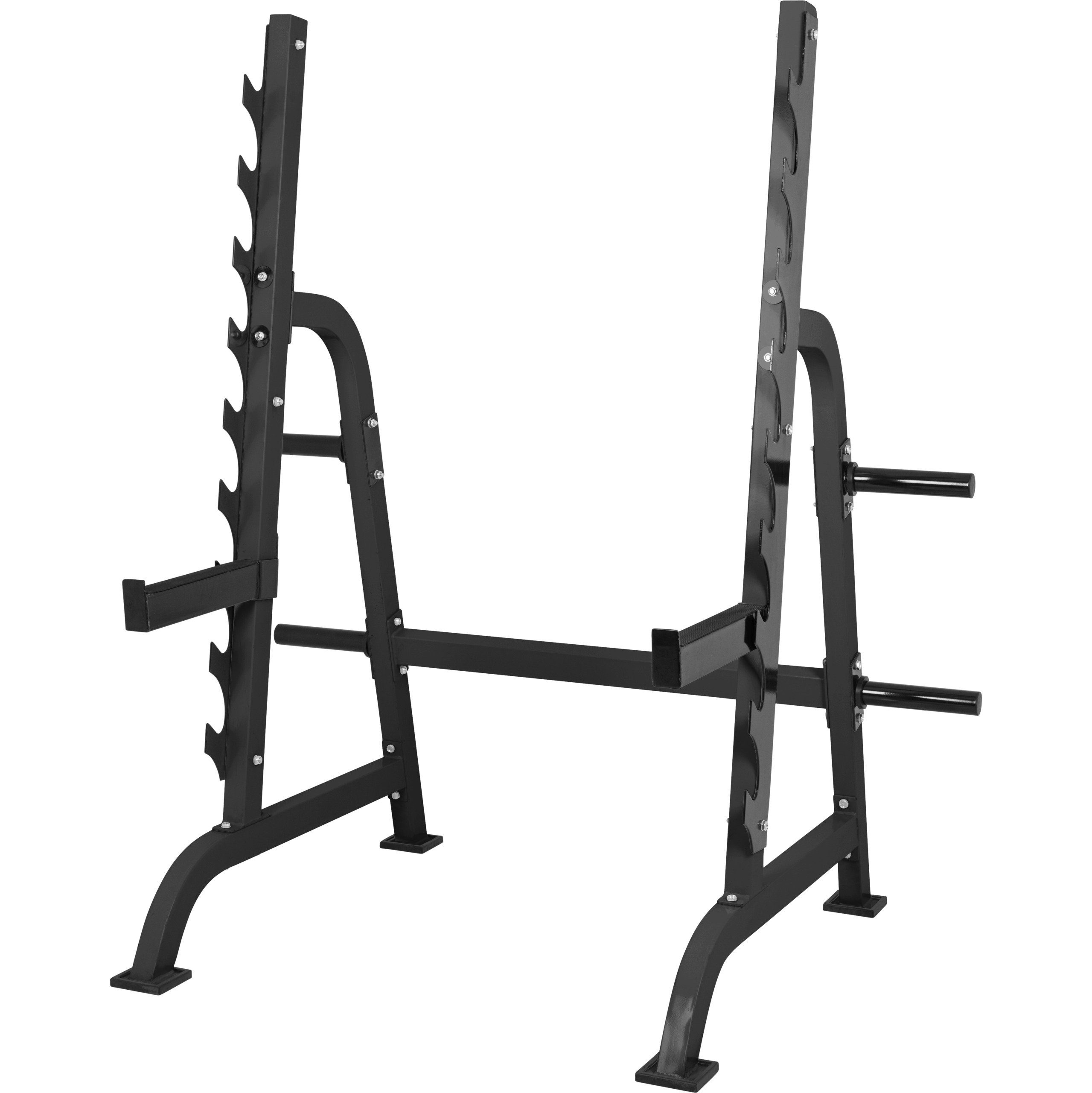 Squat Rack mit Hantelscheibenständer, Stahl - Kniebeugenständer, Hantelständer