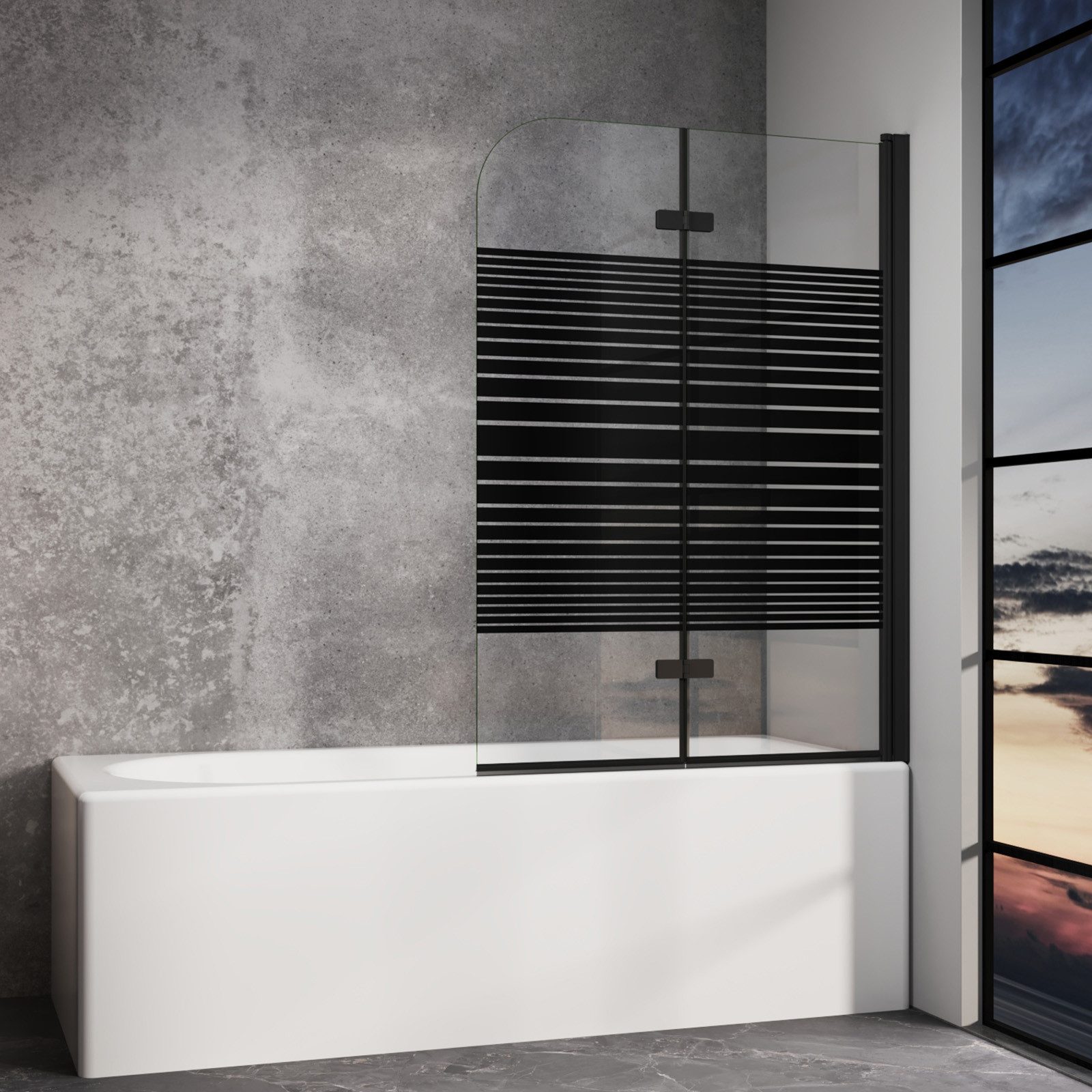 IMPTS Badewannenaufsatz Duschwand für Badewanne Badewannenfaltwand Faltbar 100-140cm, Glas Alu, (Set, 2 tlg), Duschabtrennung für Badewanne