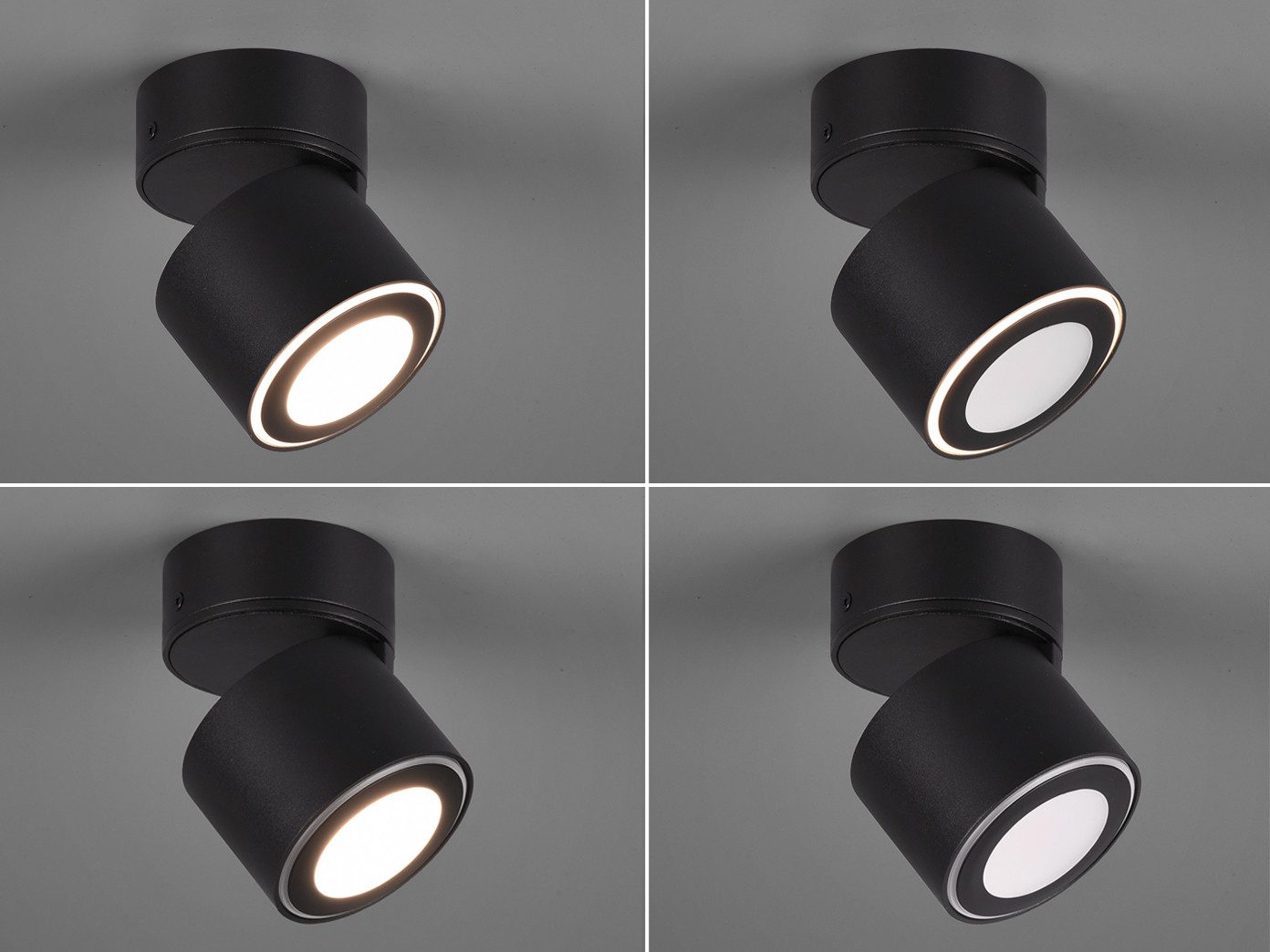 TRIO Leuchten LED Deckenstrahler, LED fest integriert, Warmweiß, Spot für Decke aus Metall, Aufputz oder Einbau-Strahler innen, Ø 9cm